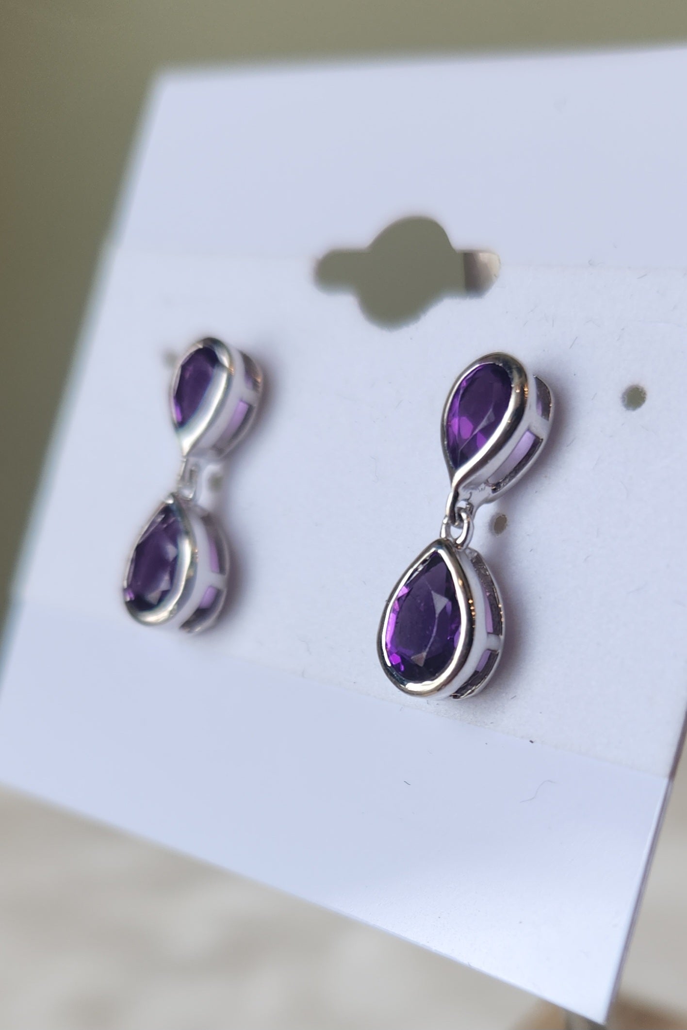 Sterling silver amethyst dangle post earrings