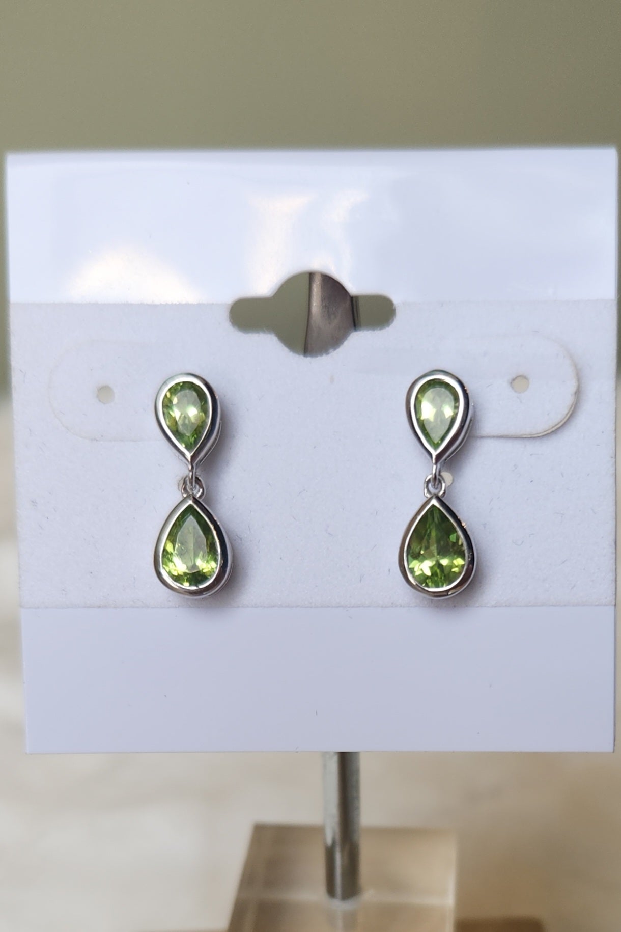 Sterling silver peridot dangle post earrings