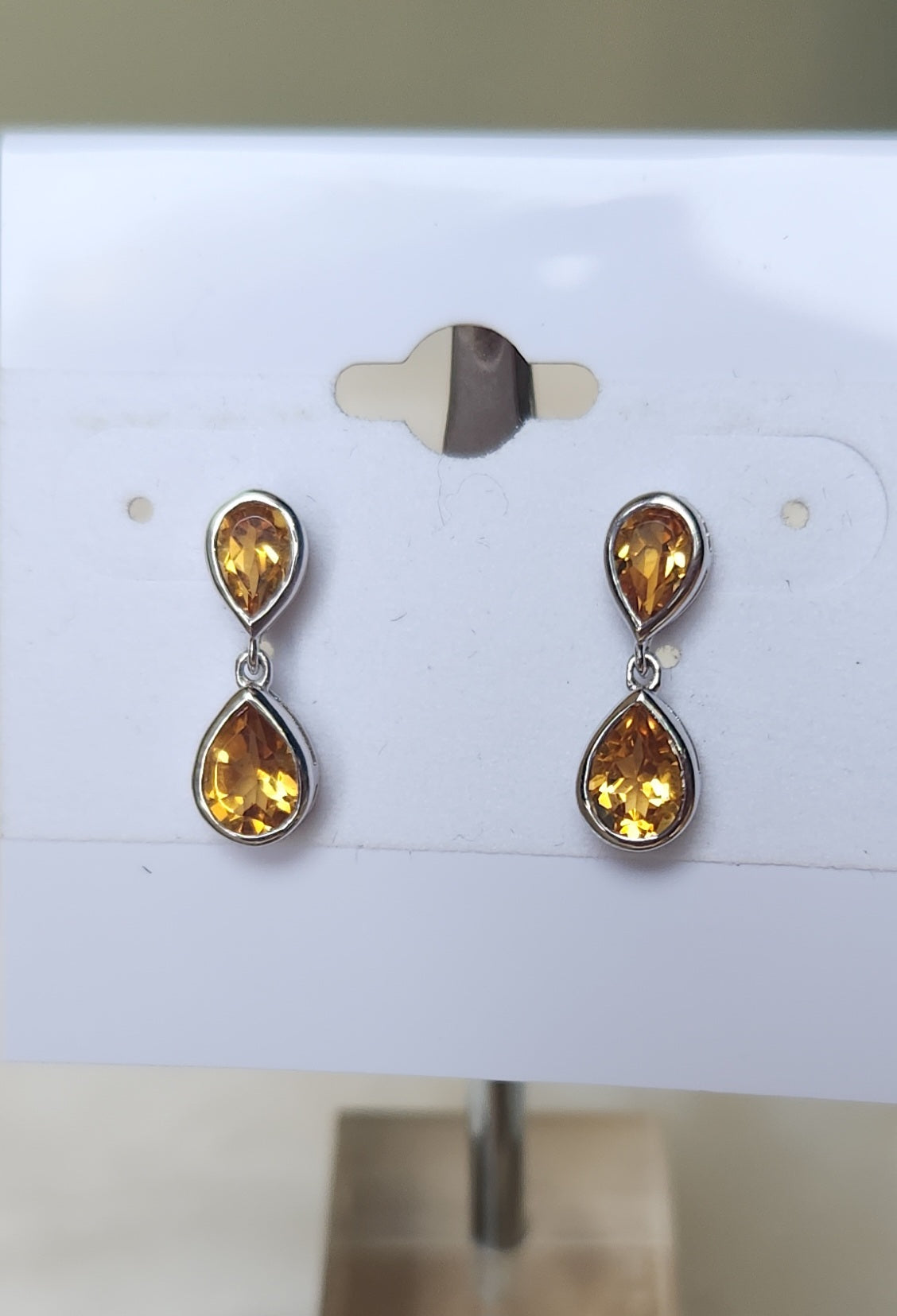 Sterling silver citrine dangle post earrings