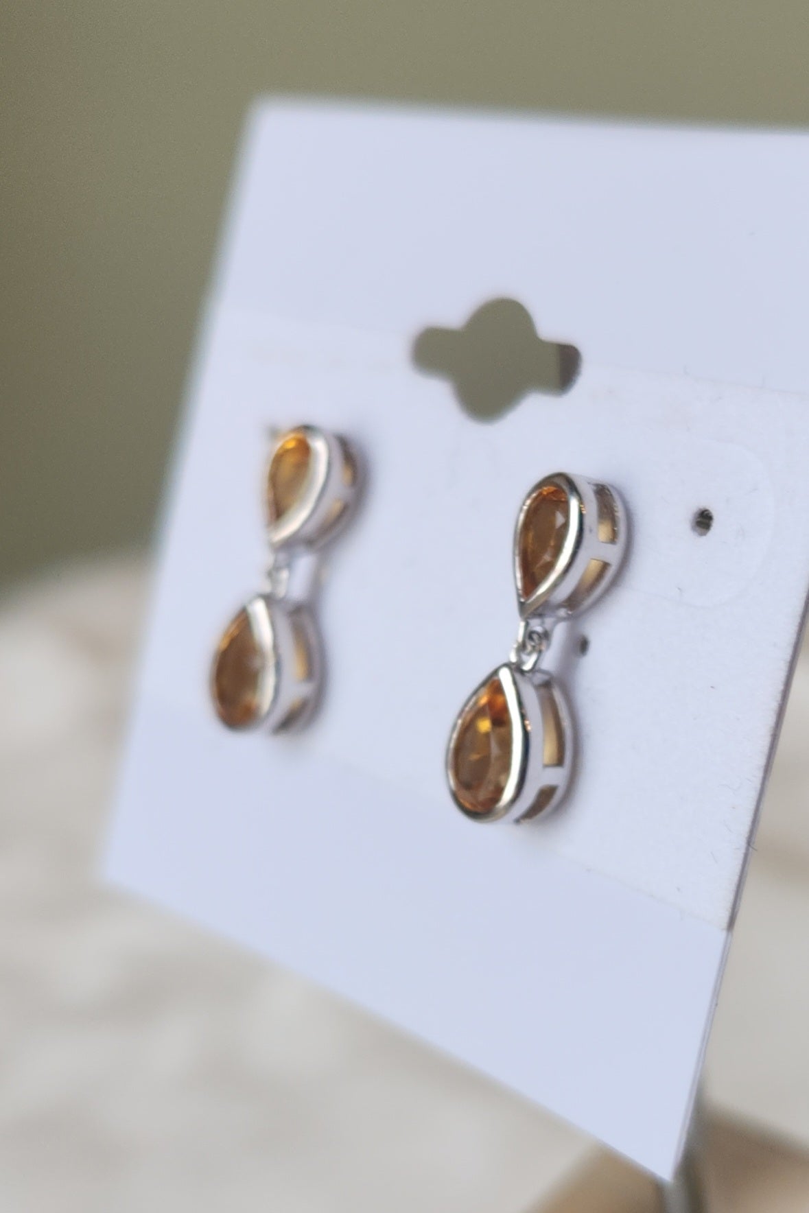 Sterling silver citrine dangle post earrings