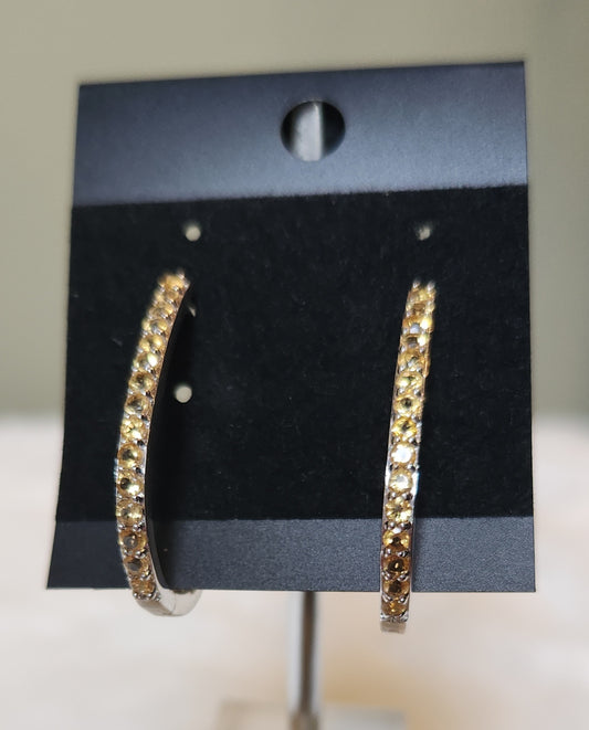 Sterling silver citrine hoop earrings