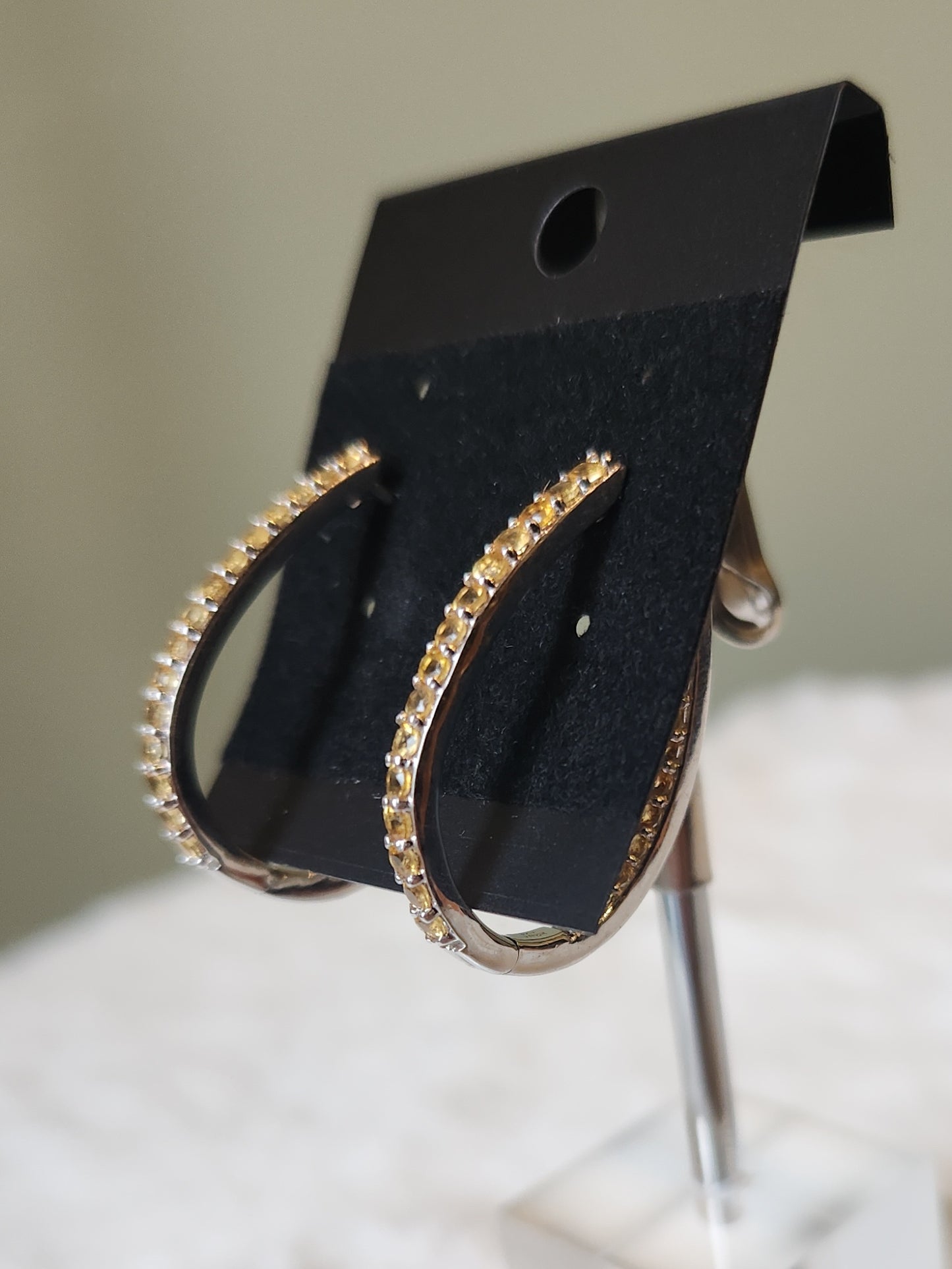 Sterling silver citrine hoop earrings