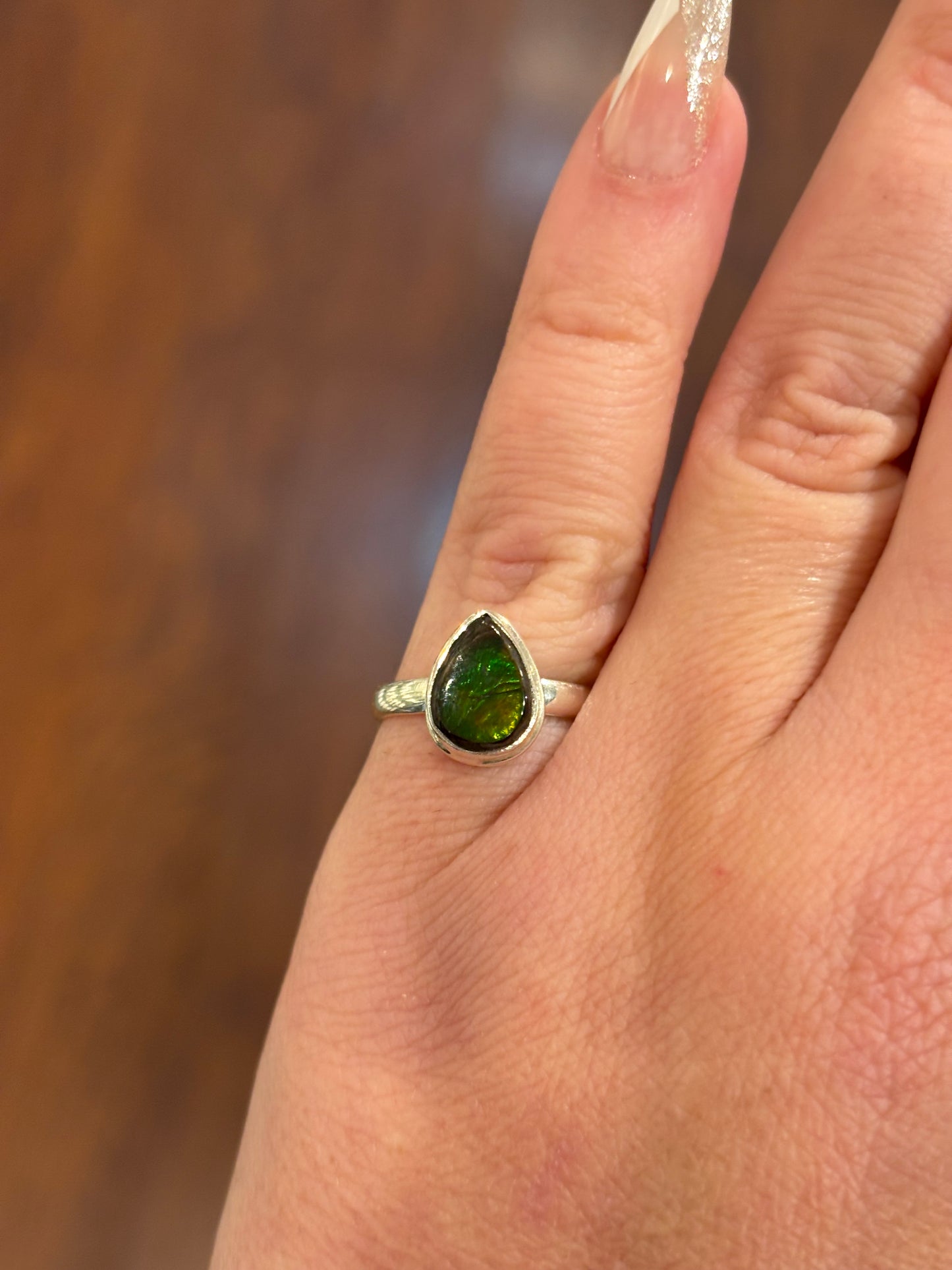 Sterling silver mini ammolite rings