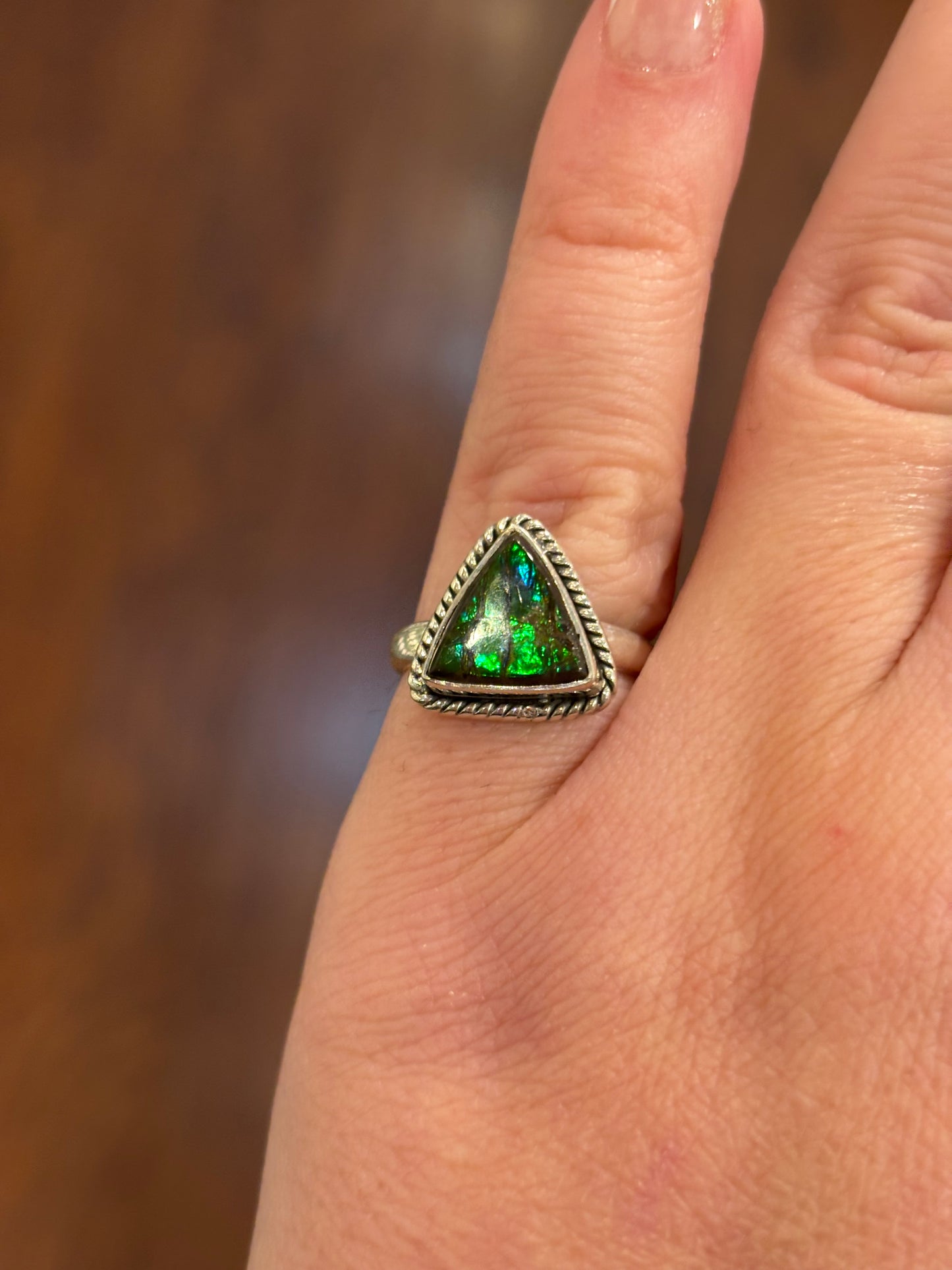 Sterling silver mini ammolite rings