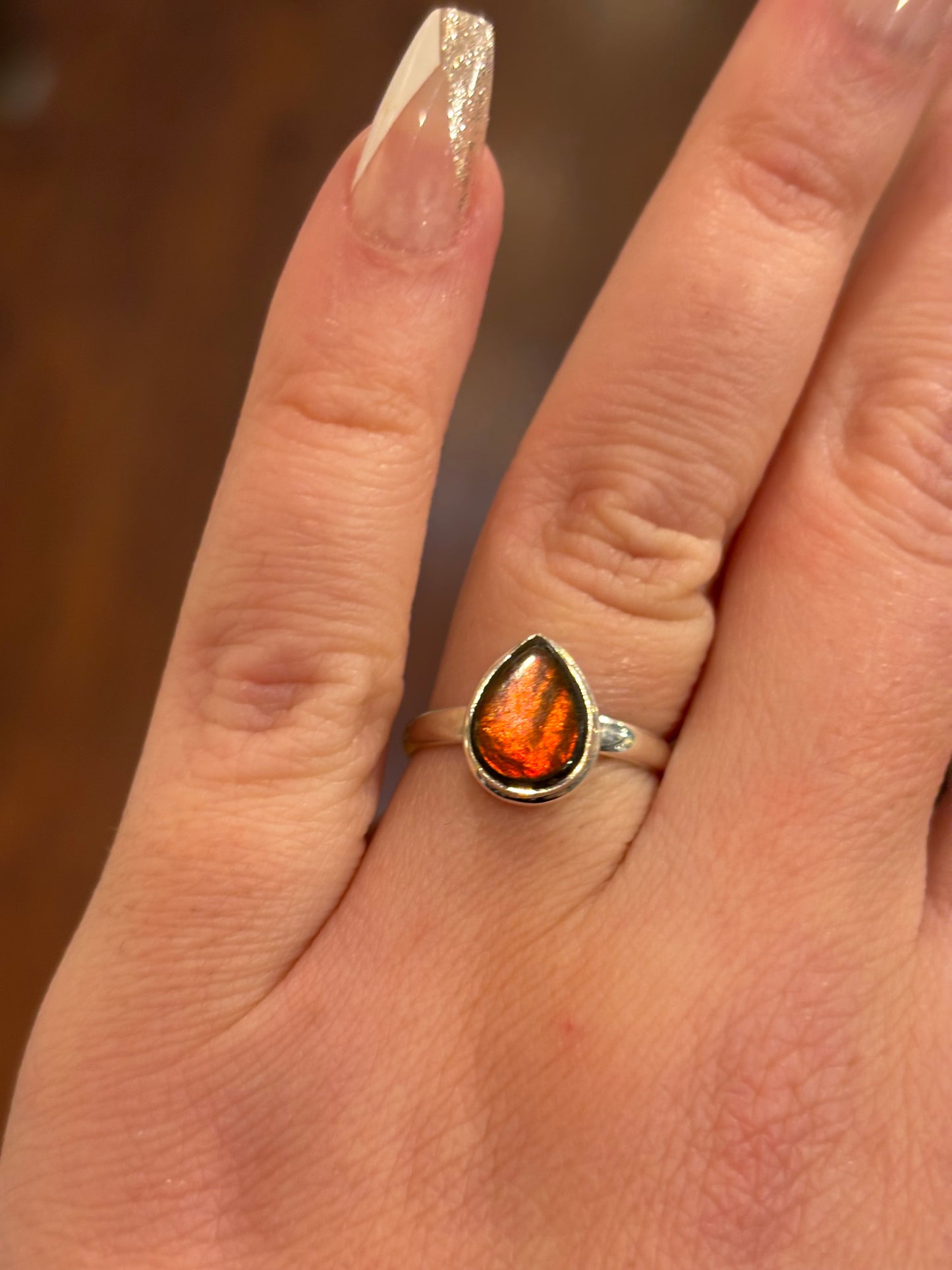 Sterling silver mini ammolite rings