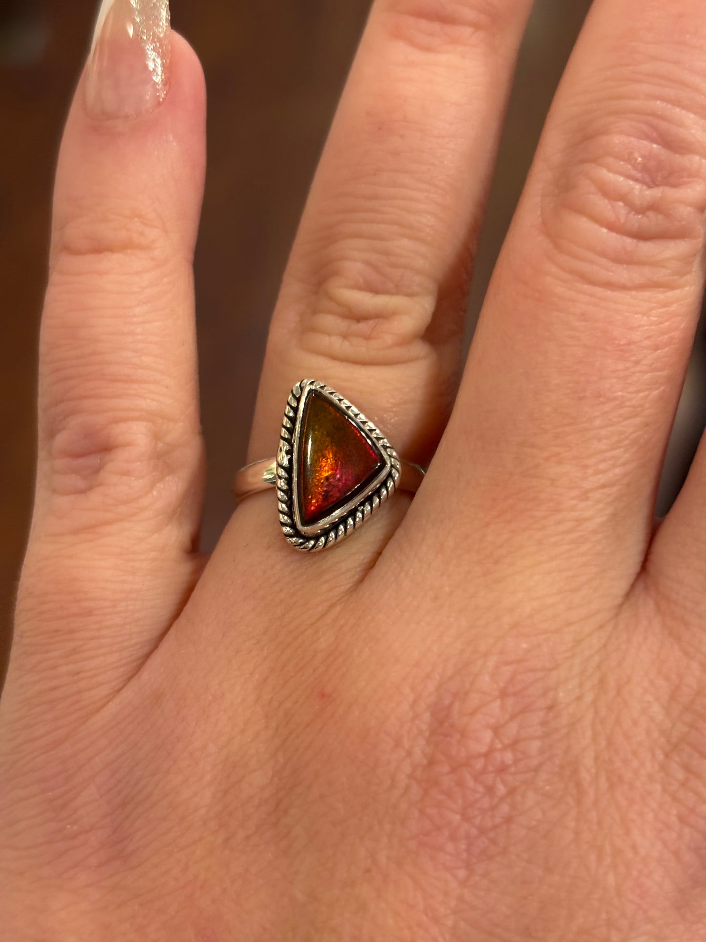 Sterling silver mini ammolite rings