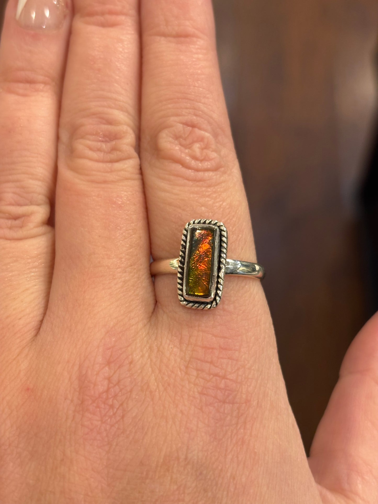 Sterling silver mini ammolite rings