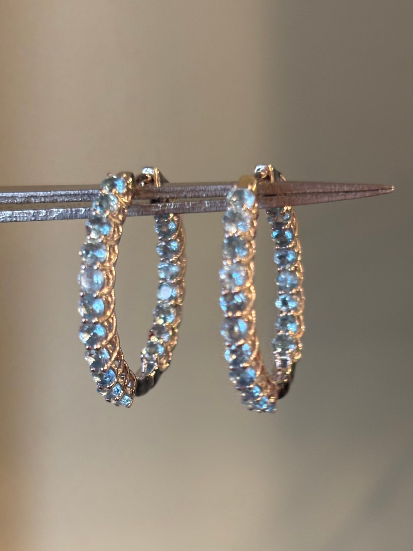 Sterling silver blue topaz in-and-out hoop earrings