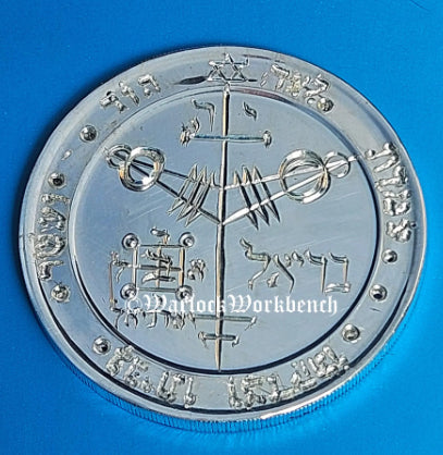 999 Pure Silver Handmade 4th Pentacle Of Jupiter With Natural Blue Topaz Solomonic Talisman Made In USA MADE To ORDER Original One Of A Kind