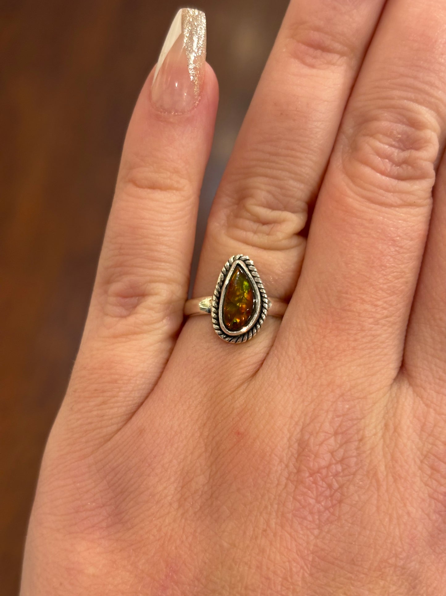 Sterling silver mini ammolite rings