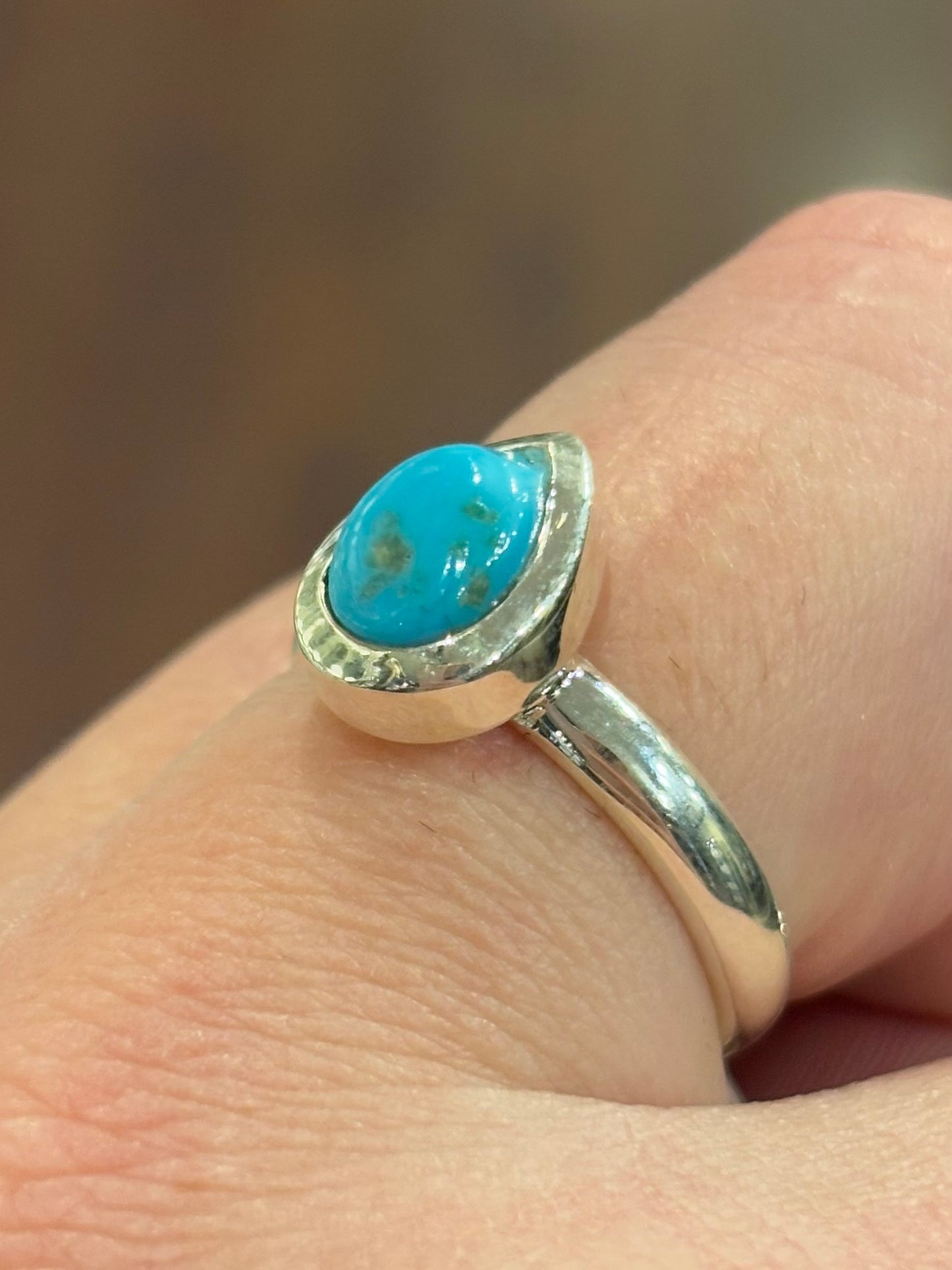 Sterling silver pear-shaped turquoise ring