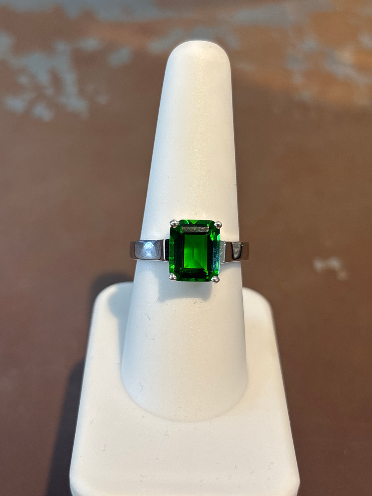 Helenite emerald cut ring size 4