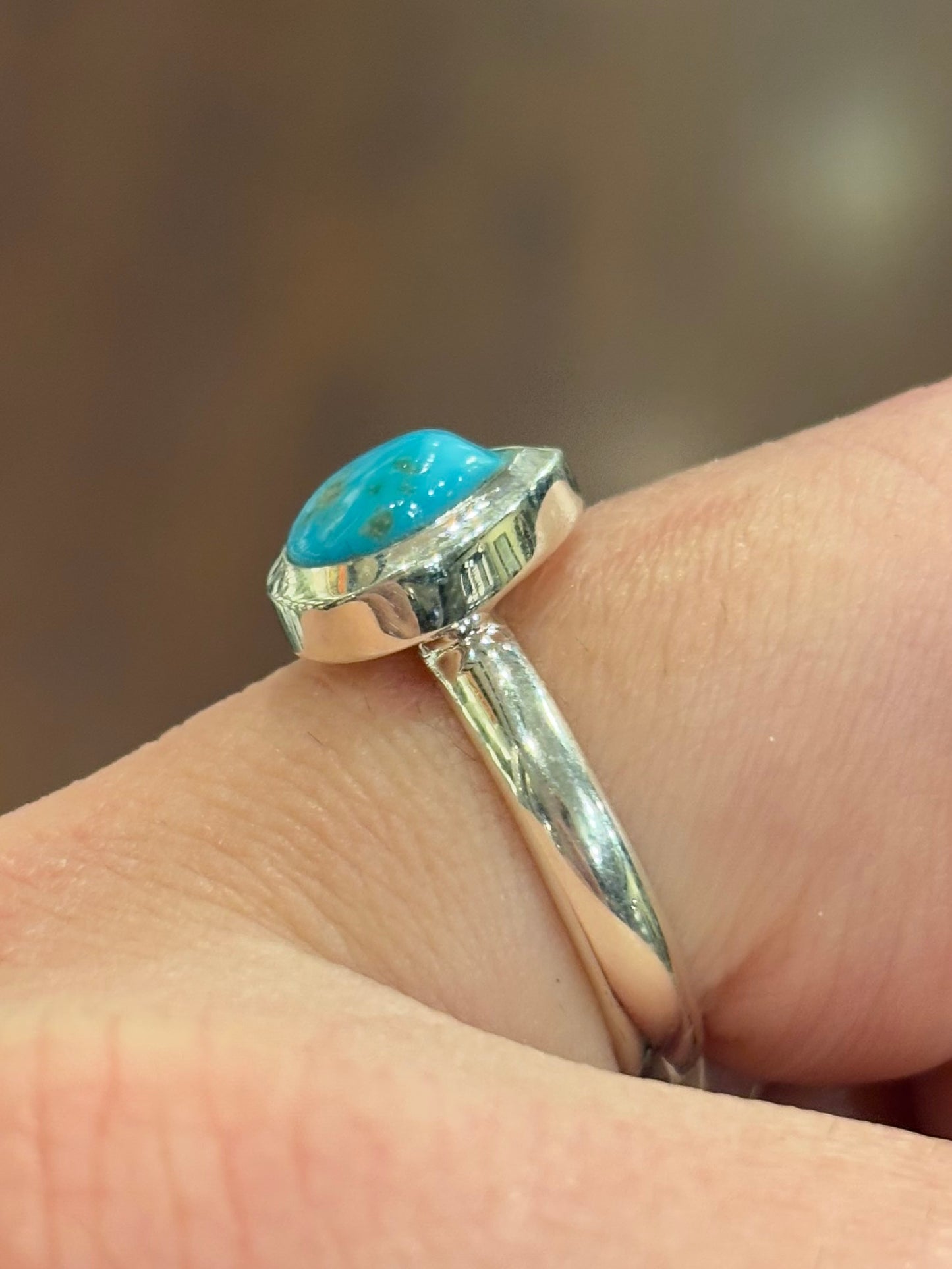 Sterling silver pear-shaped turquoise ring