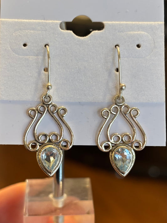 Sterling silver blue topaz dangle earrings