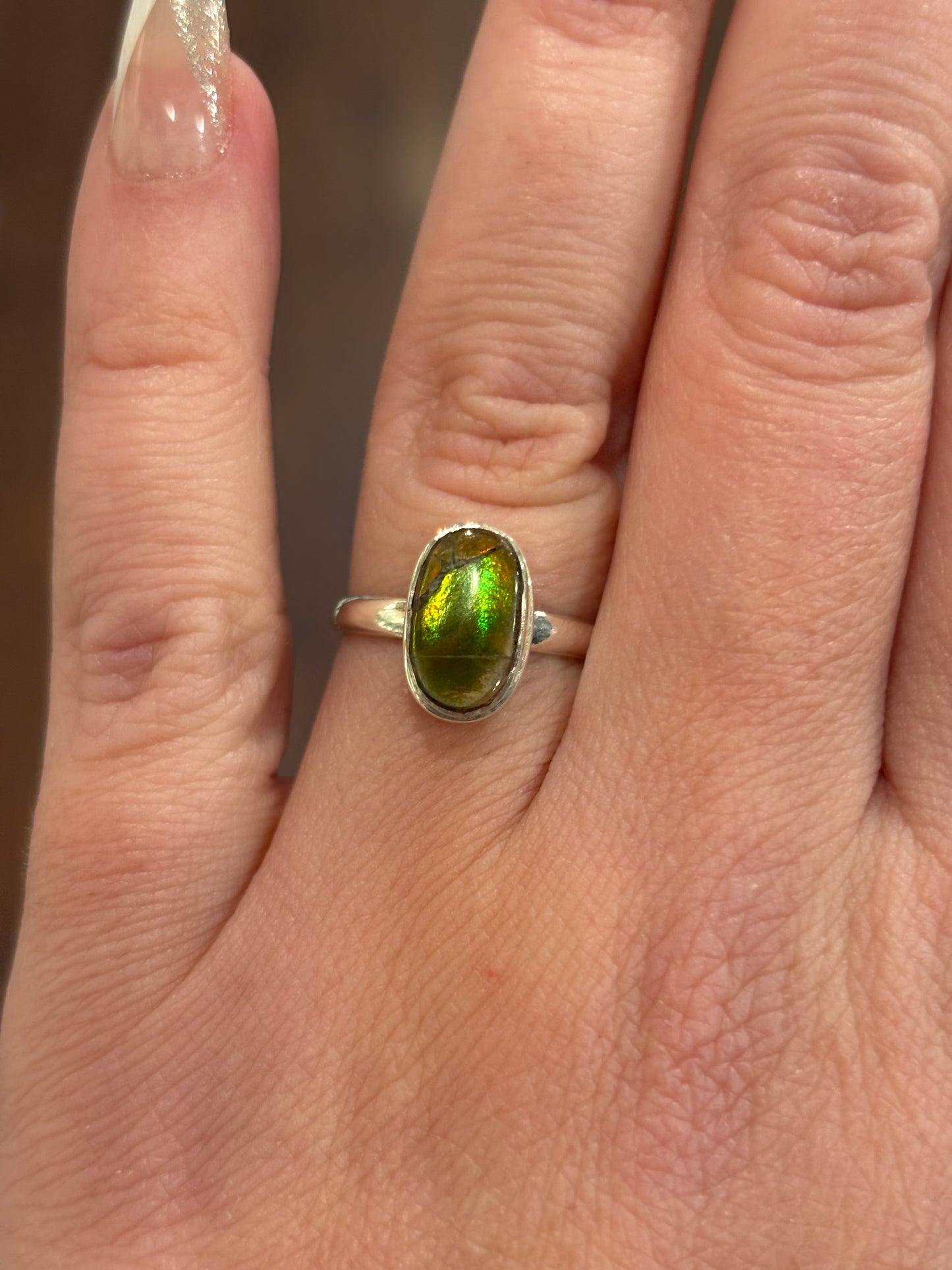 Sterling silver mini ammolite rings