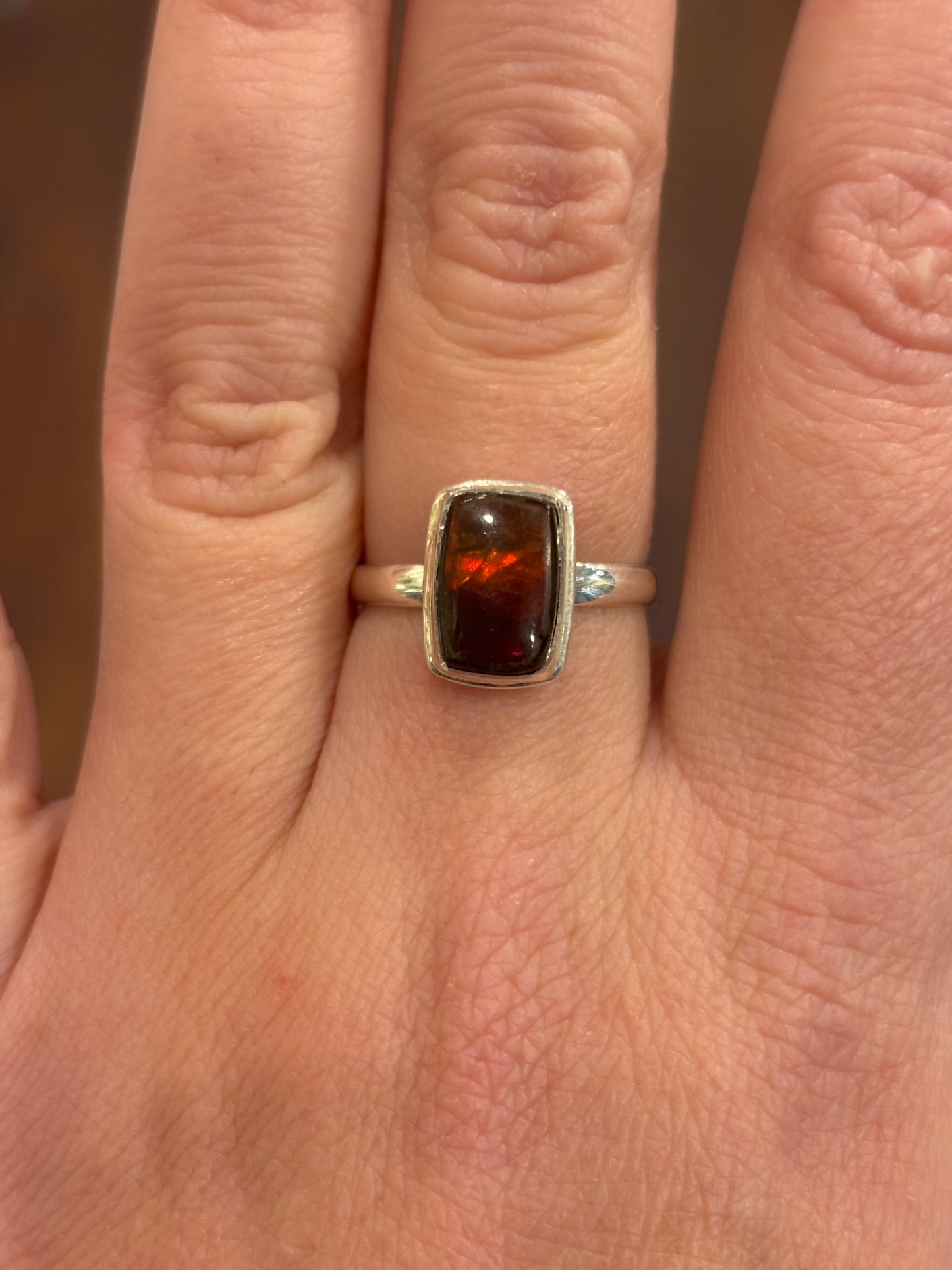 Sterling silver mini ammolite rings