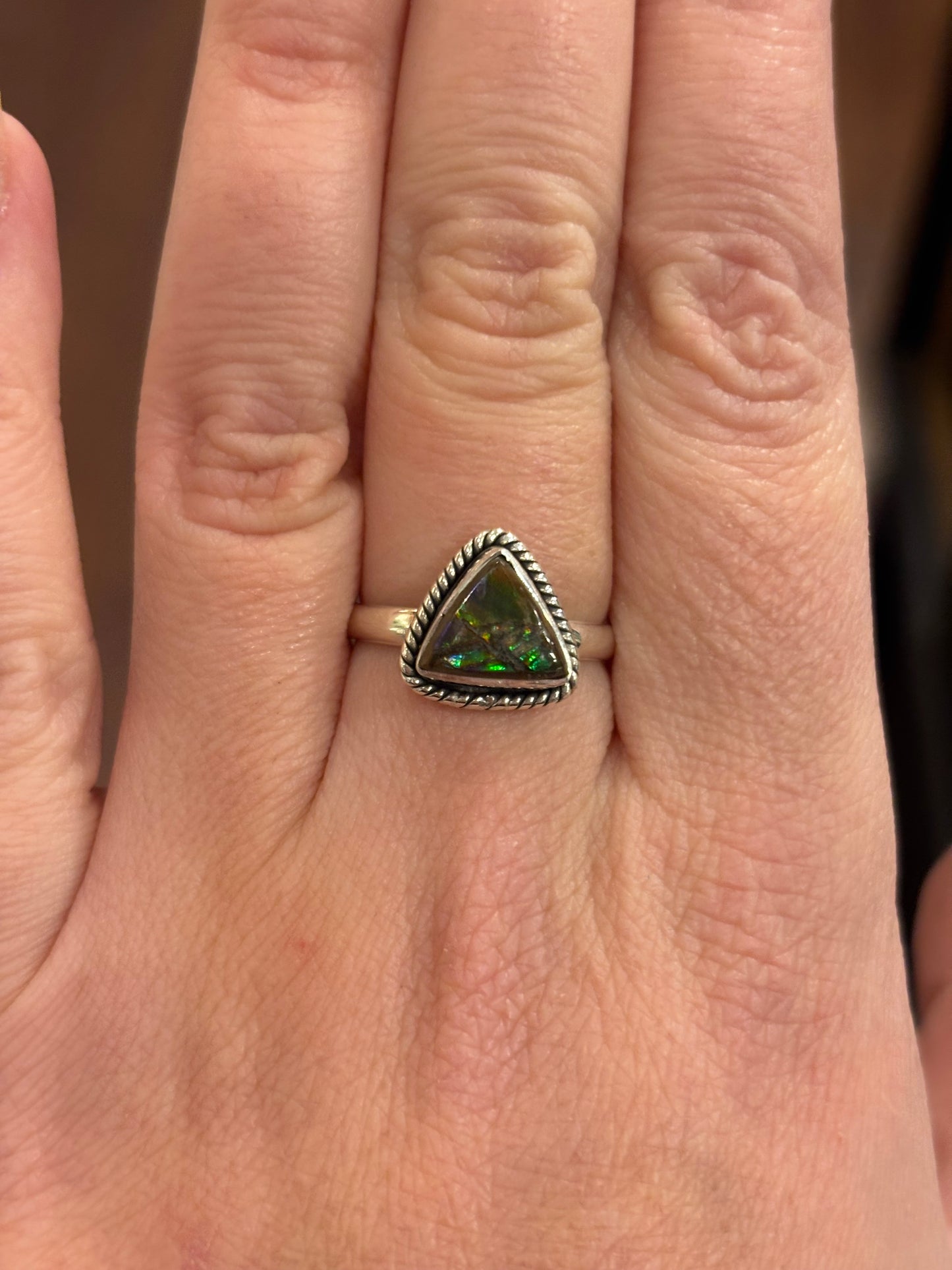 Sterling silver mini ammolite rings