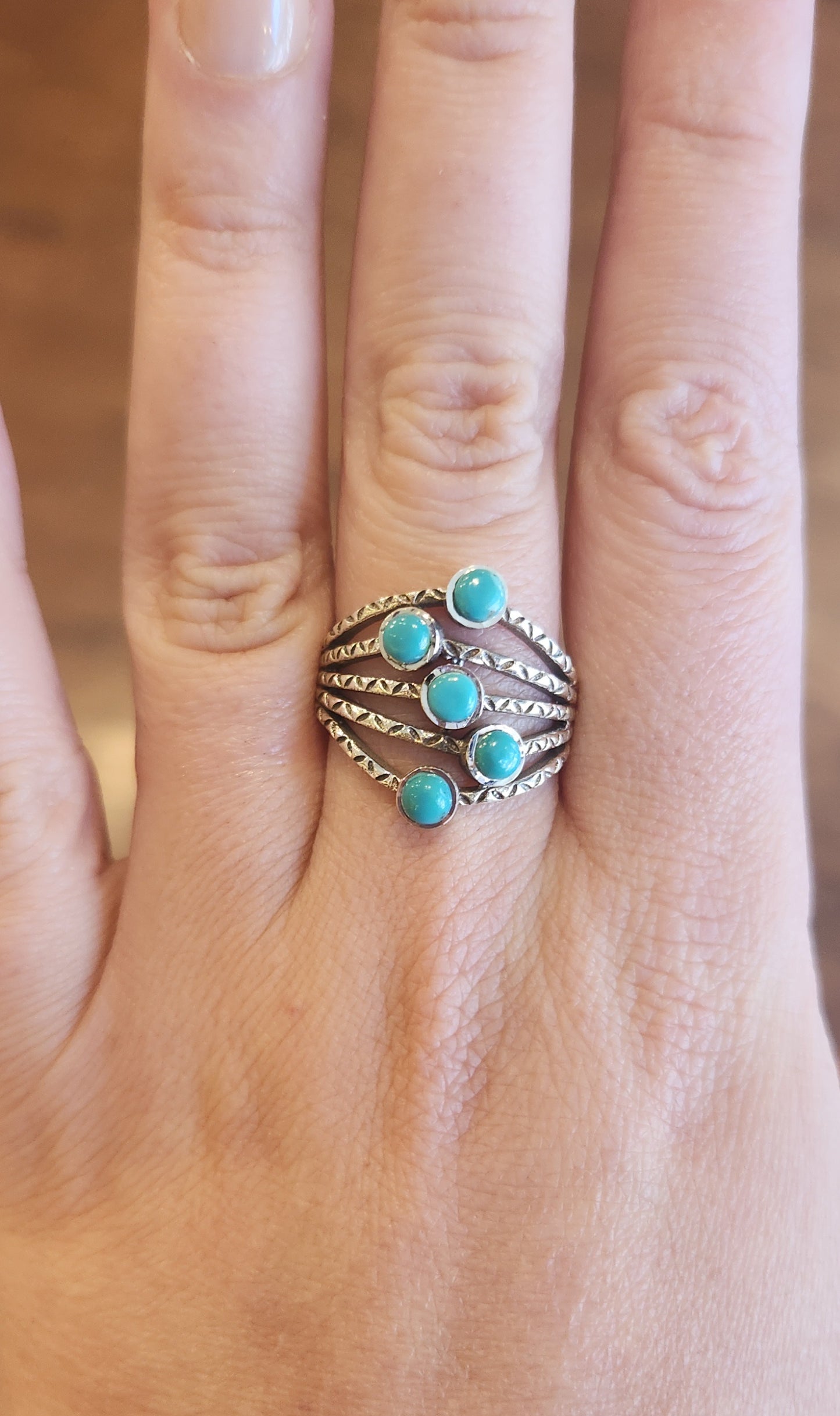 Sterling silver multi-stone turquoise ring