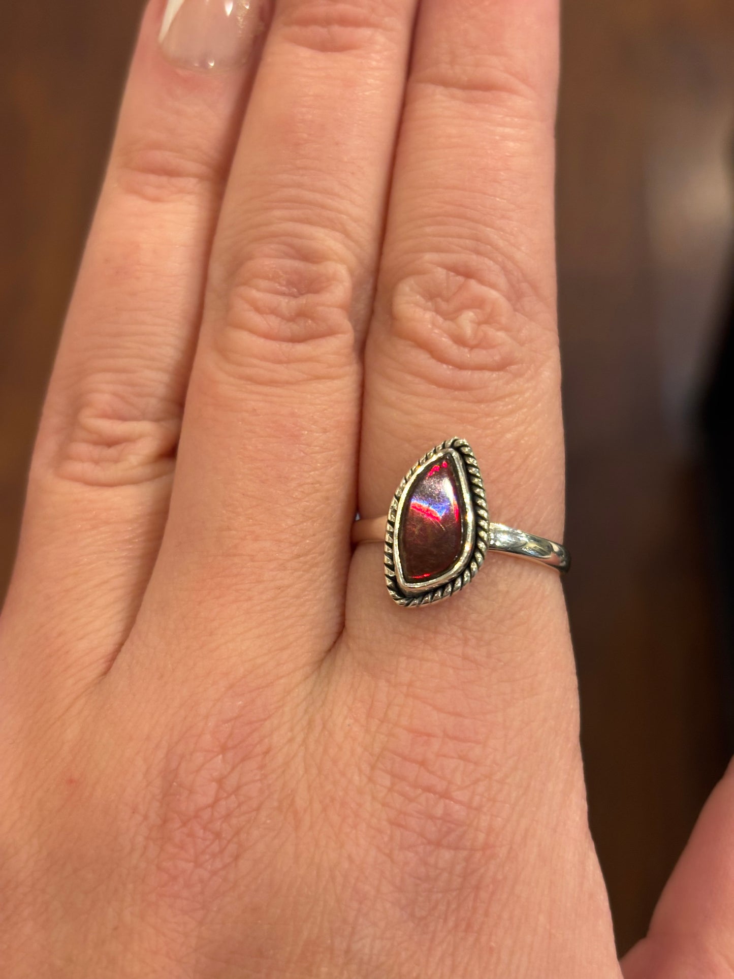 Sterling silver mini ammolite rings