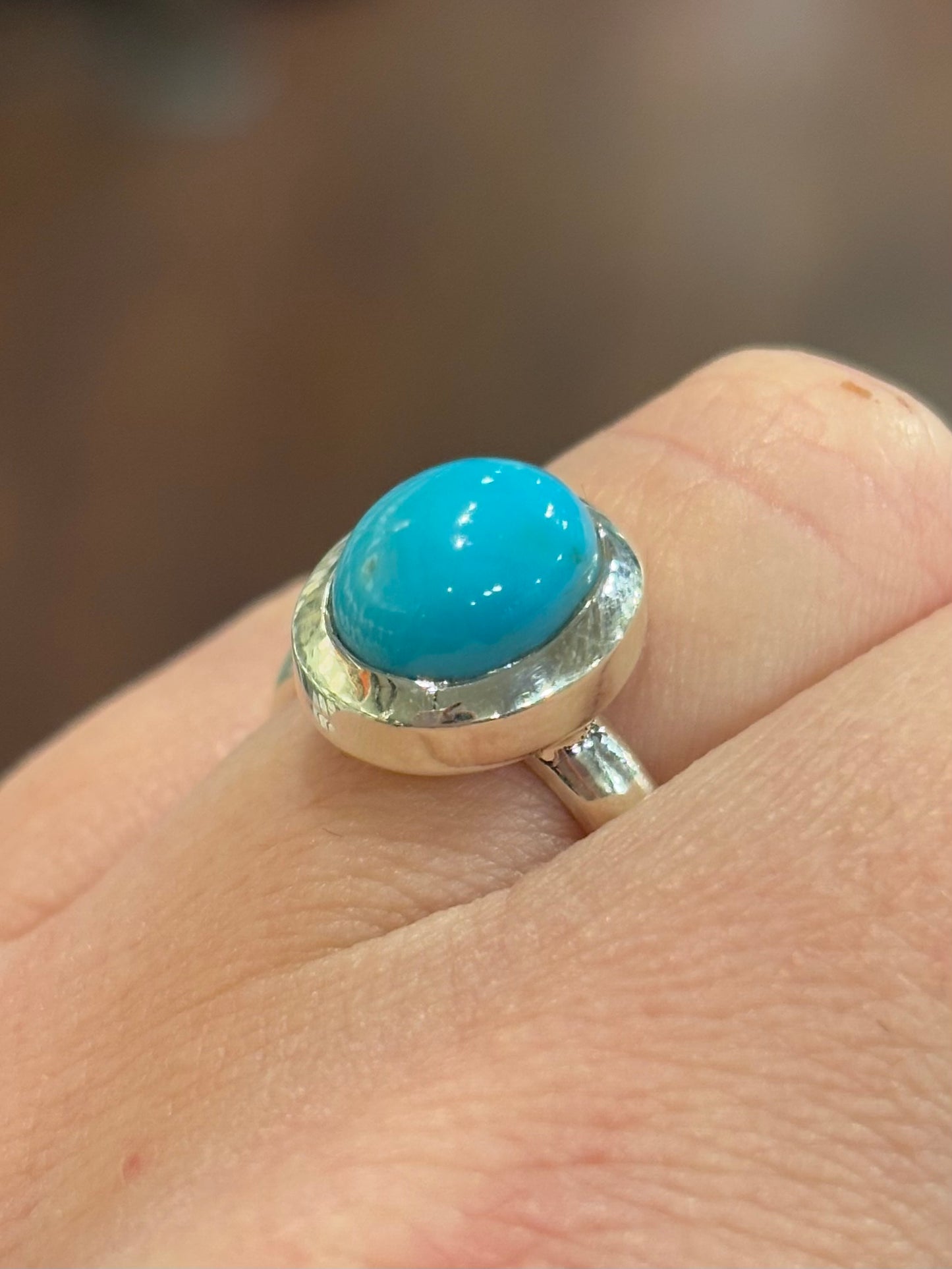 Sterling silver round turquoise ring