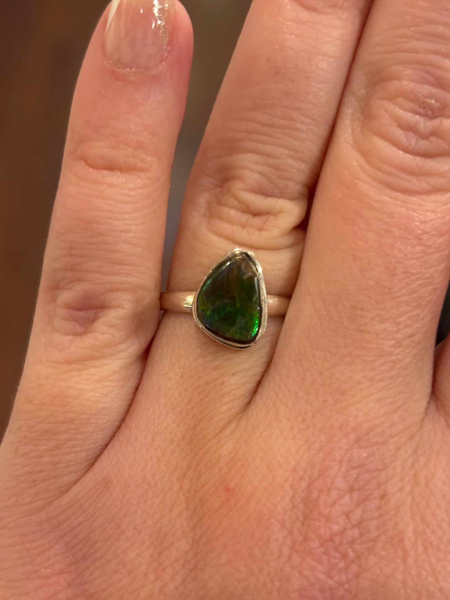 Sterling silver mini ammolite rings