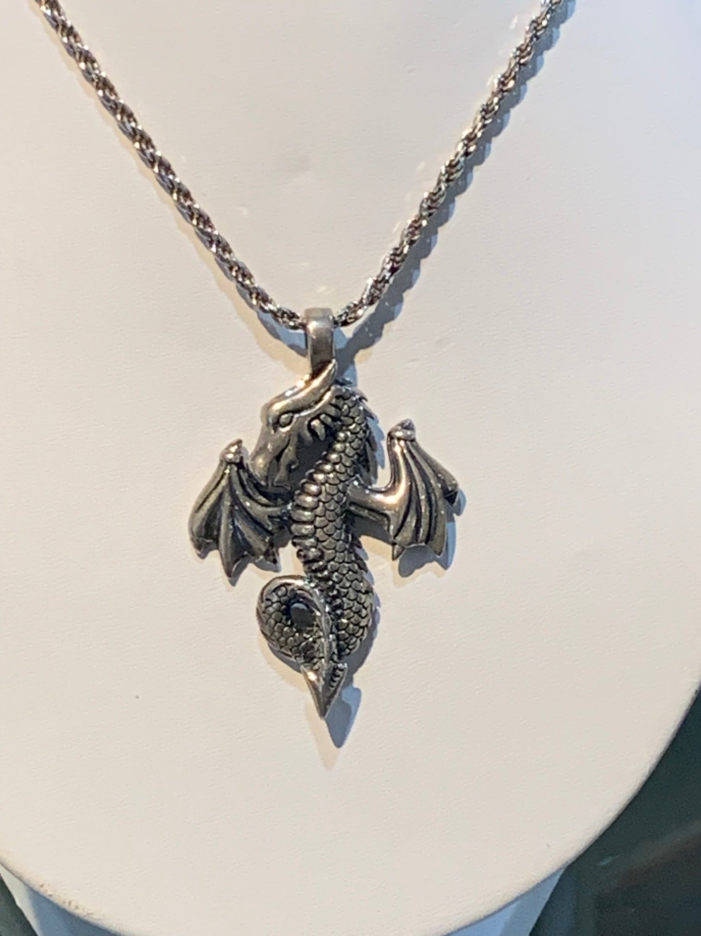 Sterling Silver Dragon Pendant And Chain