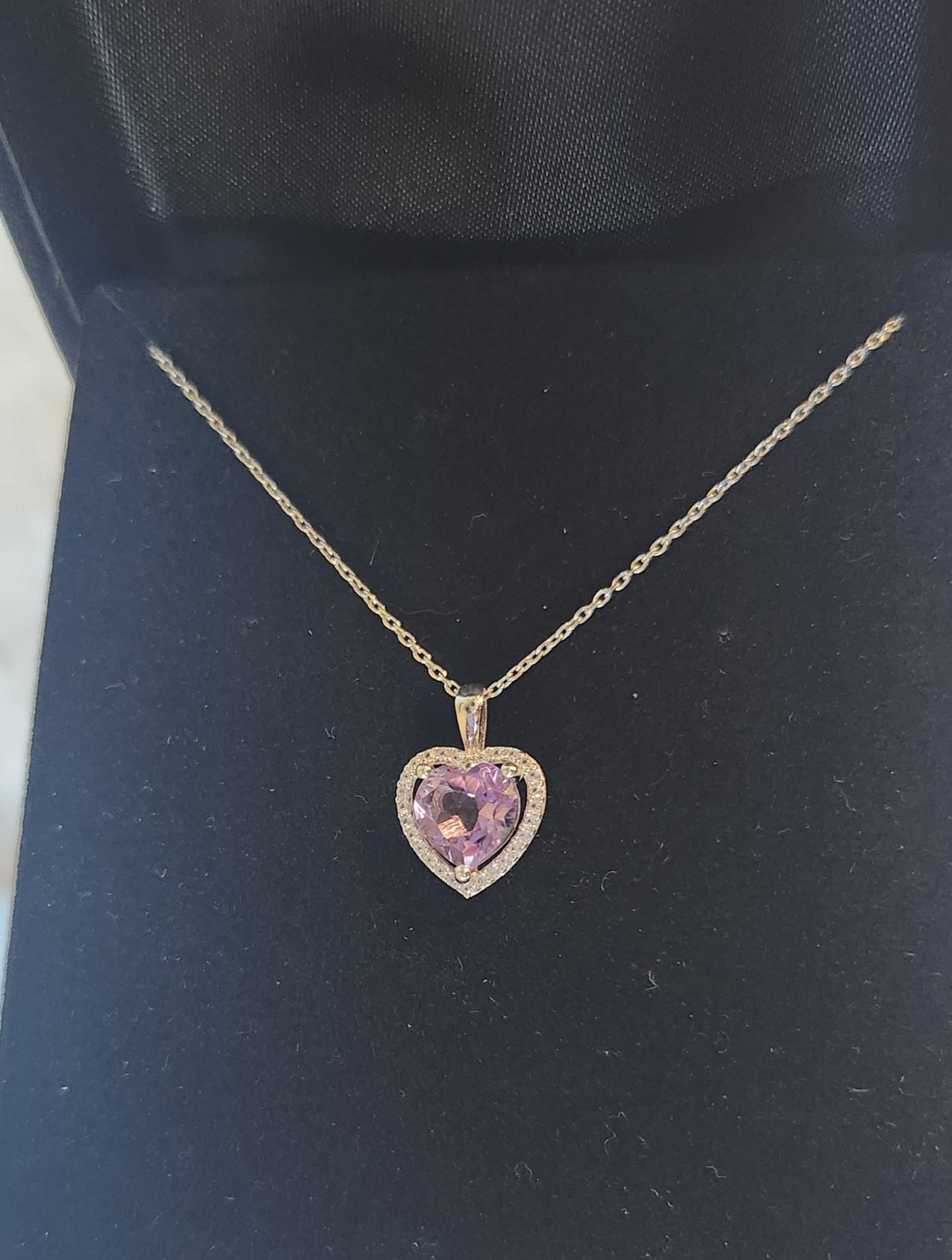 Sterling silver amethyst halo heart pendant