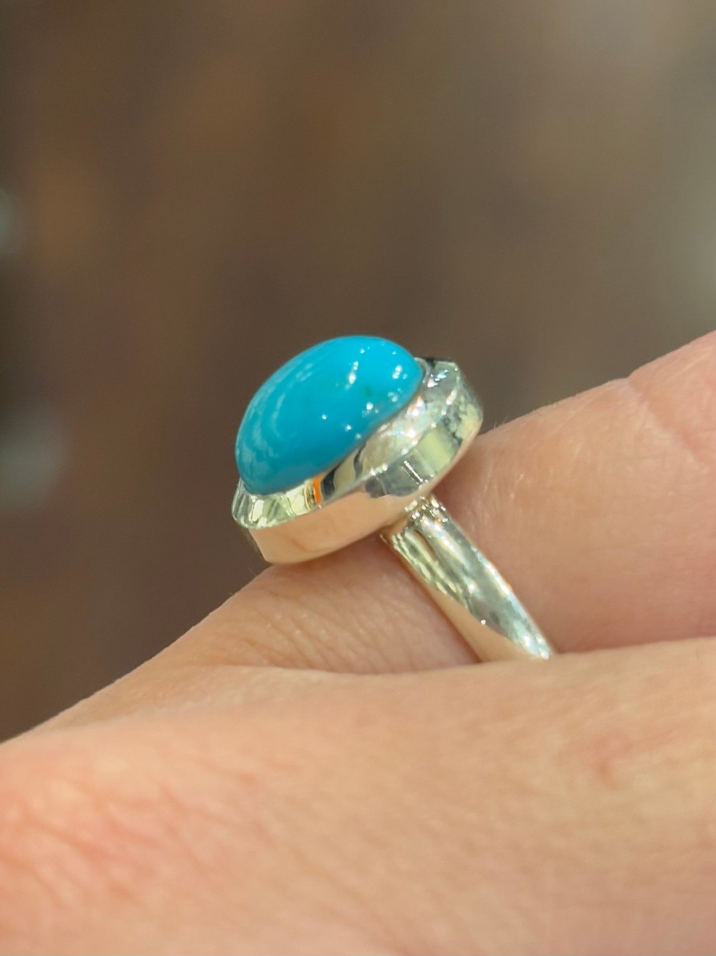 Sterling silver round turquoise ring