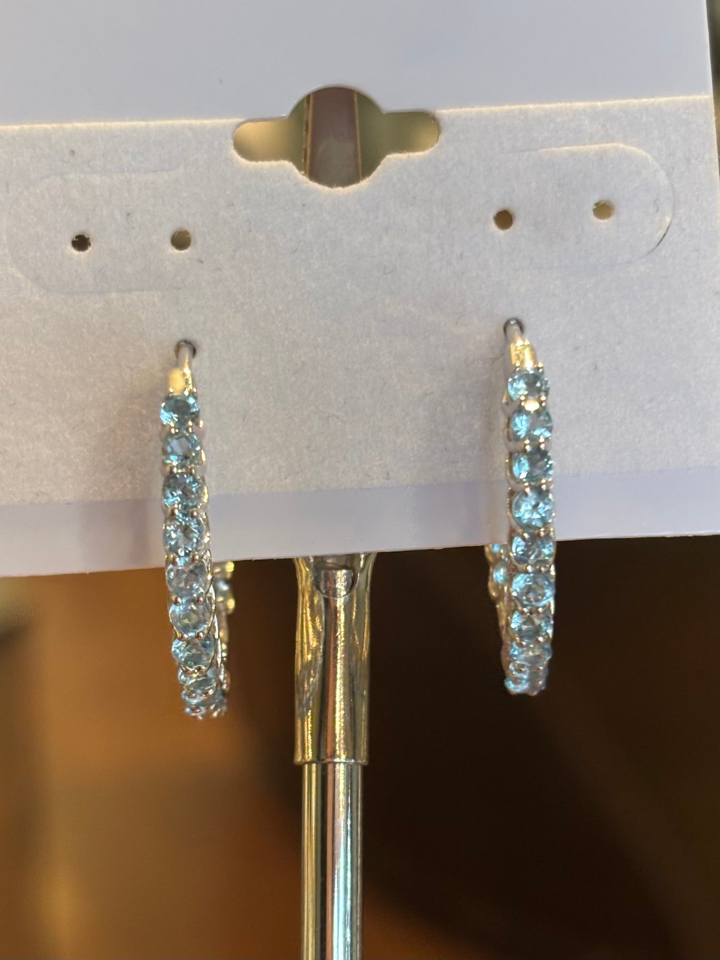 Sterling silver blue topaz in-and-out hoop earrings