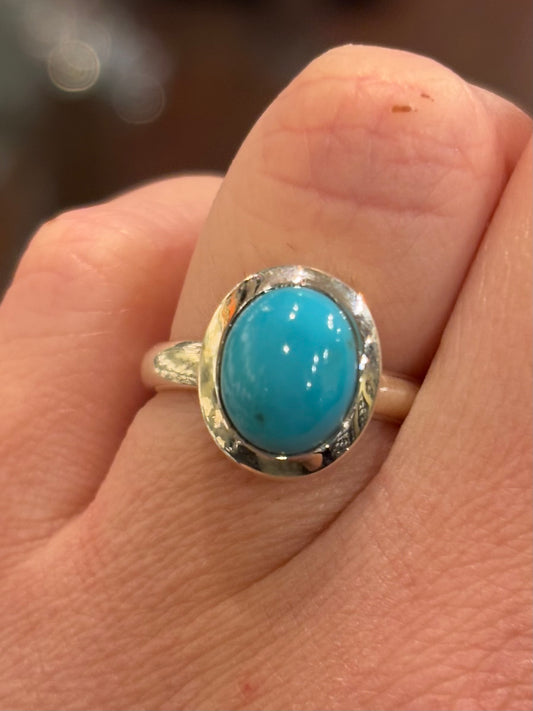 Sterling silver round turquoise ring