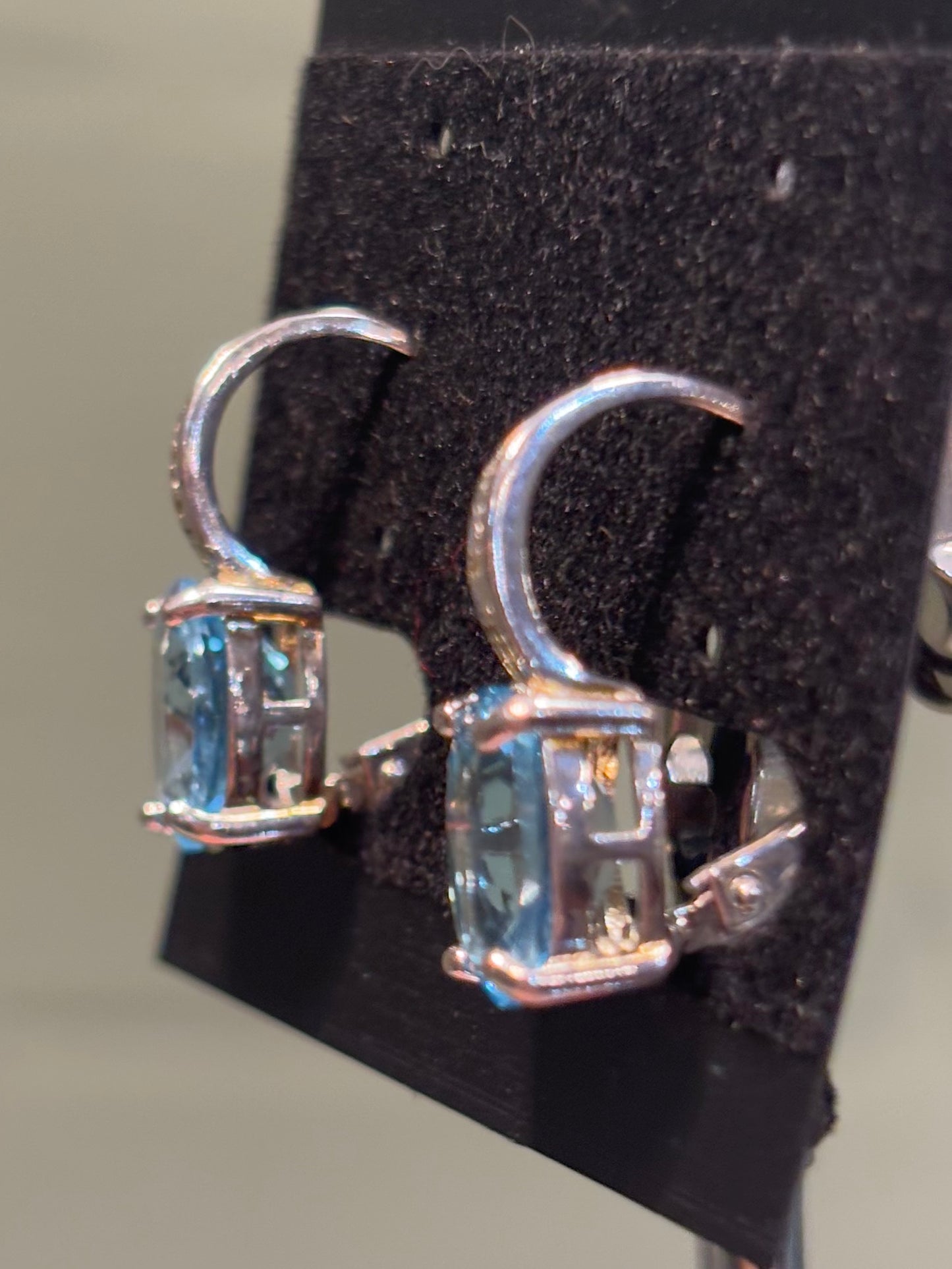 Sterling silver blue topaz drop earrings with leverback