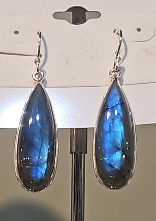 Sterling silver blue labradorite dangle earrings