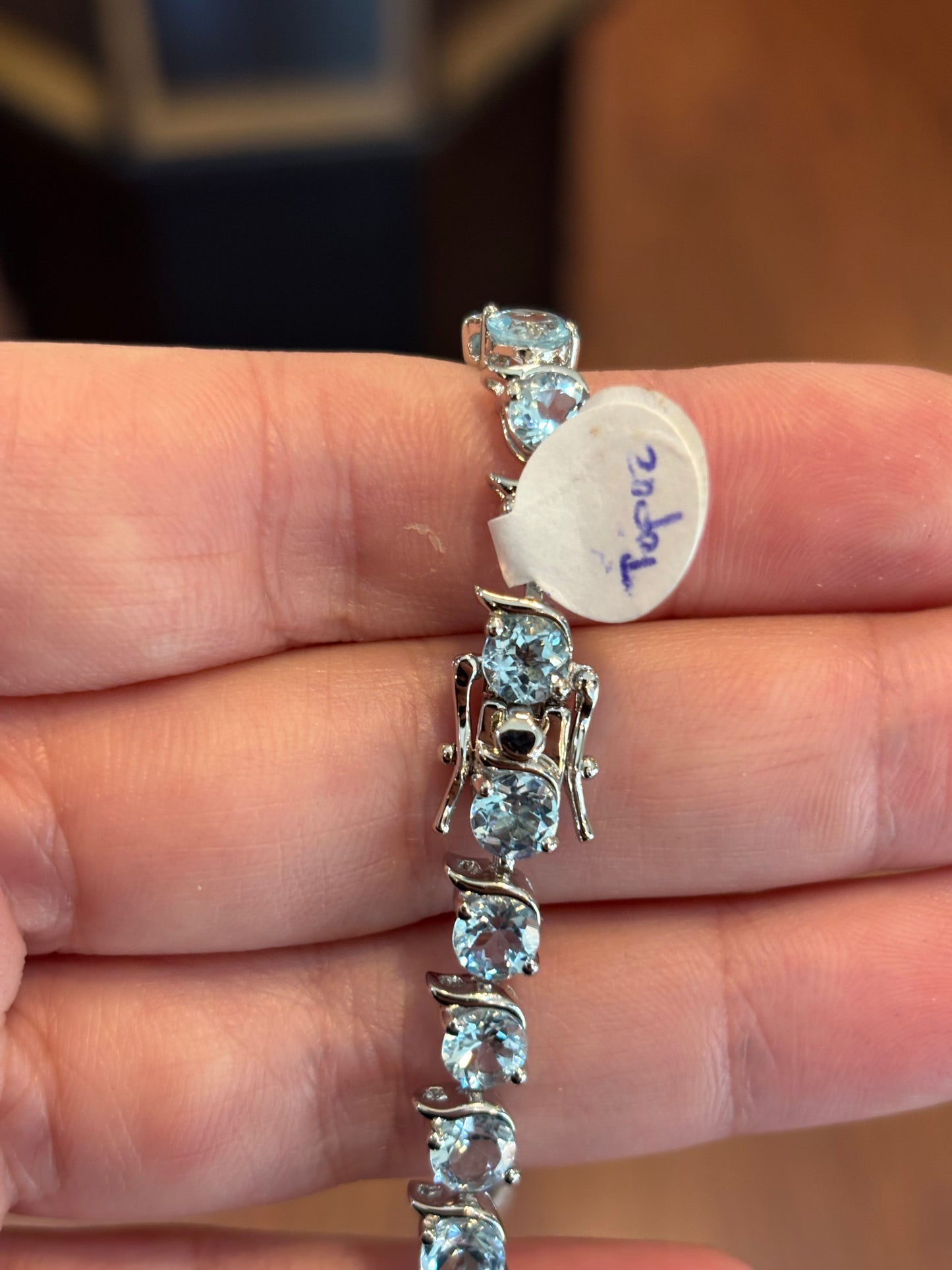 Sterling silver blue topaz tennis bracelet