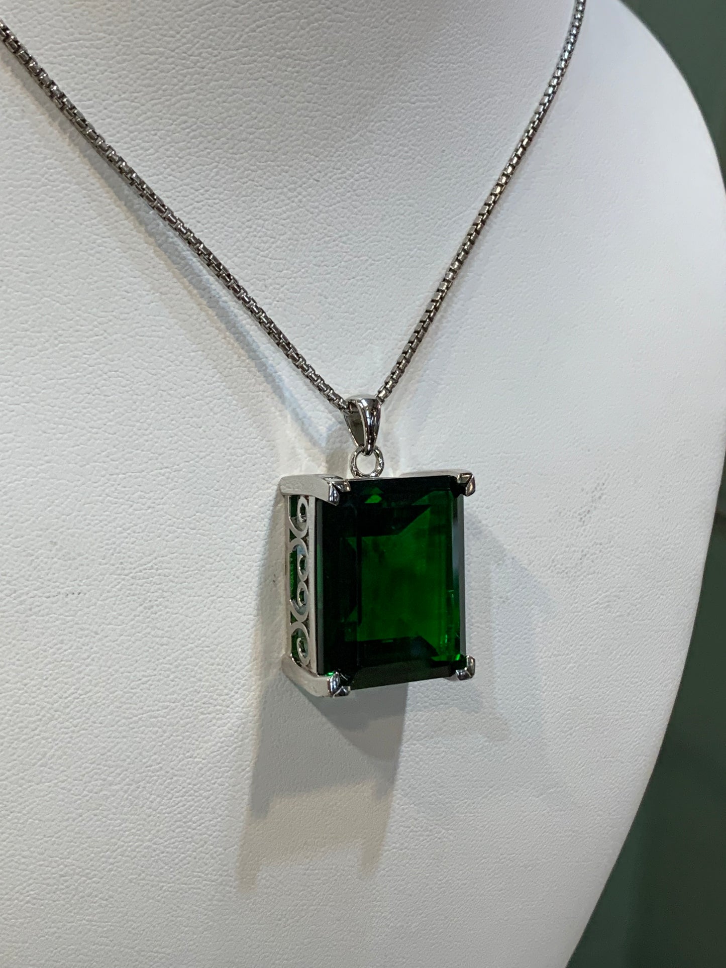 Large Sterling Silver Statement Helenite Pendant With Chain