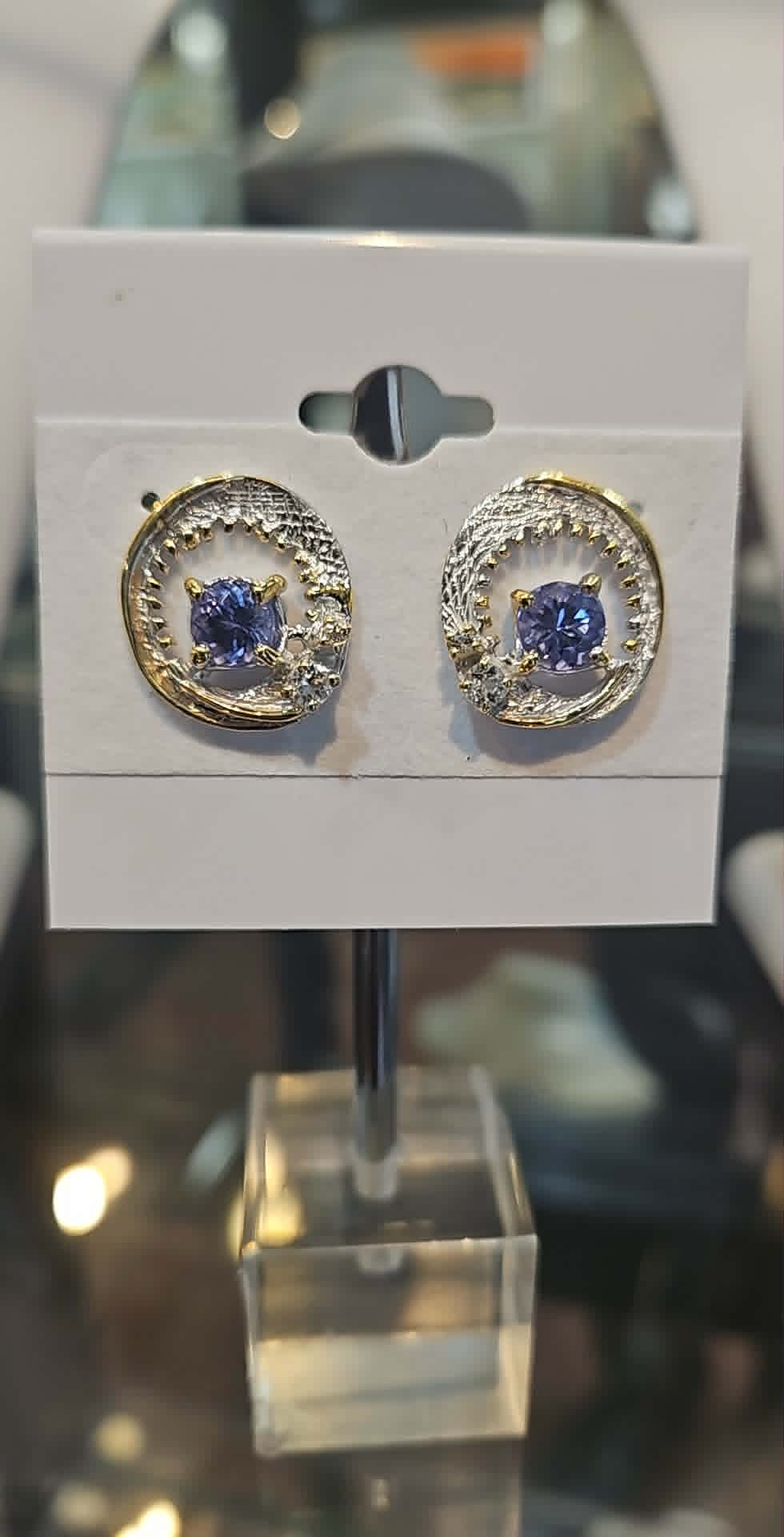 sterling silver unique handmade tanzanite stud earrings