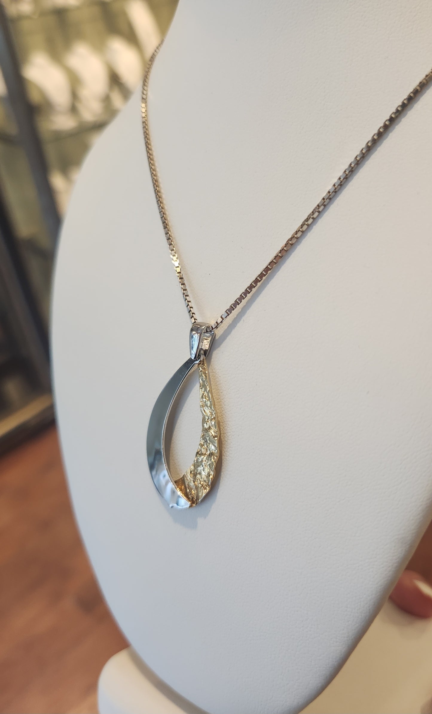 Sterling silver two-toned teardrop pendant