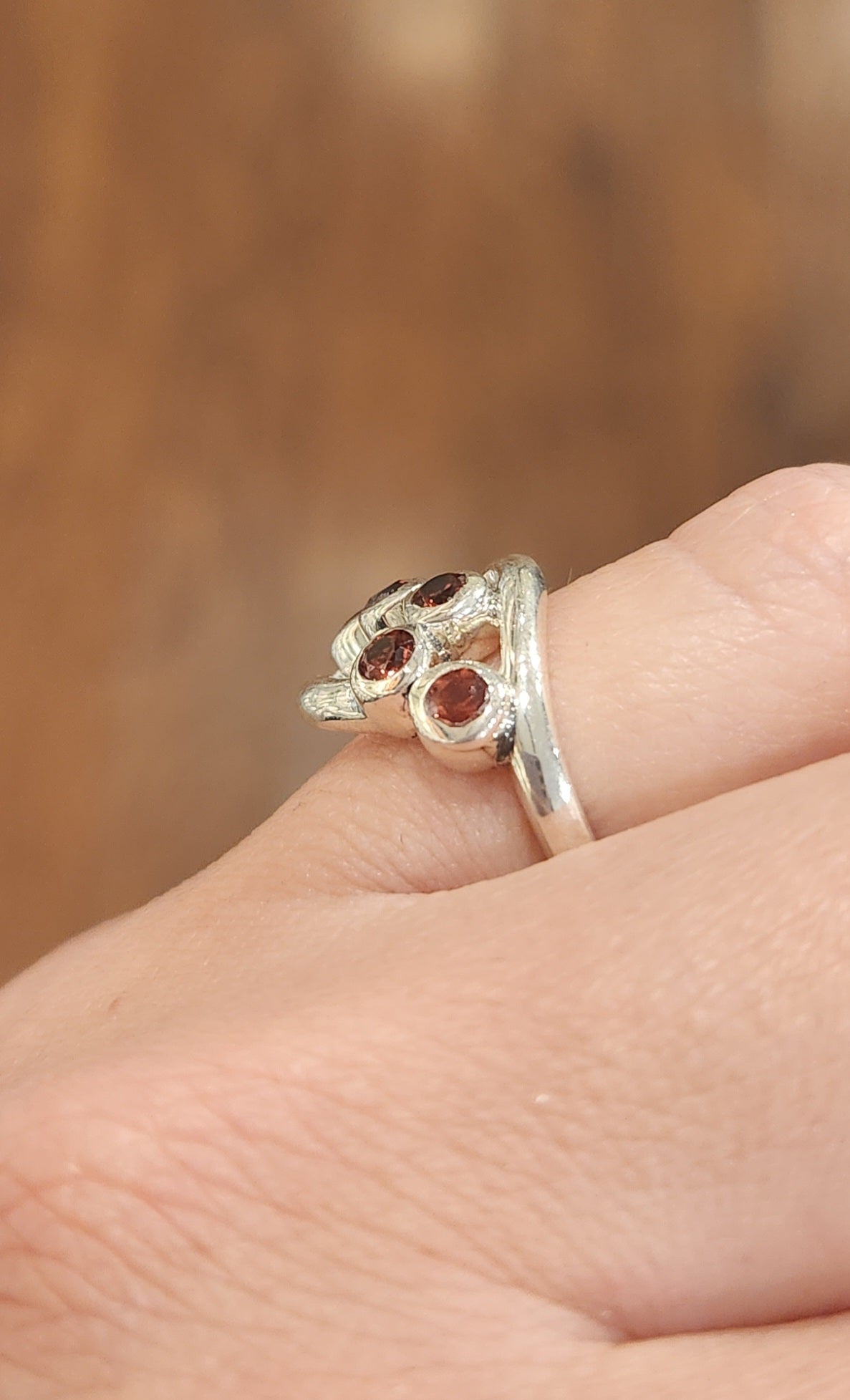 Sterling silver multi-stone garnet ring