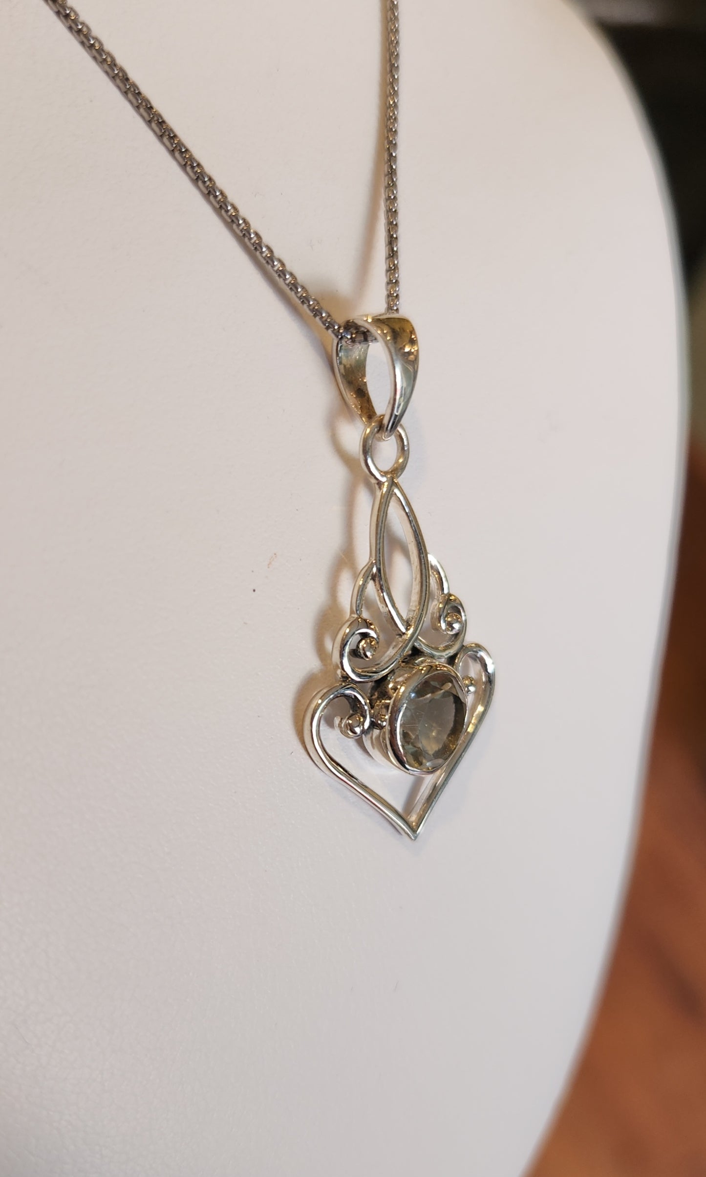 Sterling silver prasiolite pendant