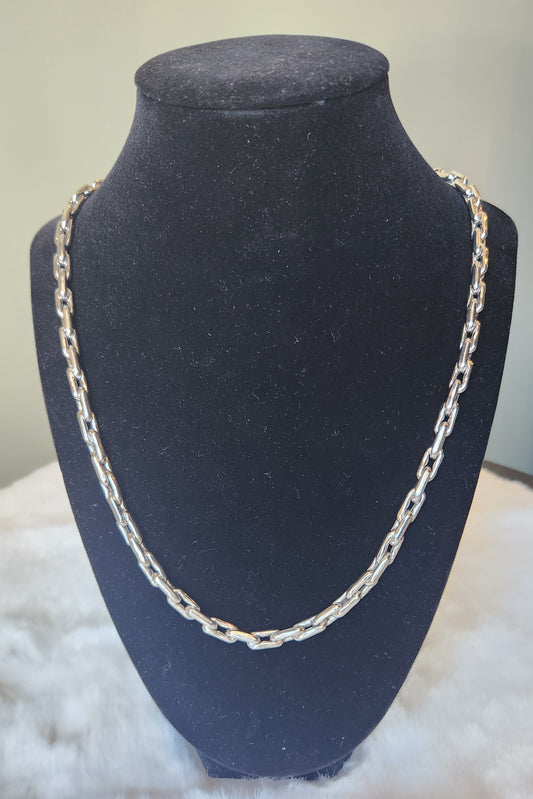 Sterling silver 7mm 22" square link chain