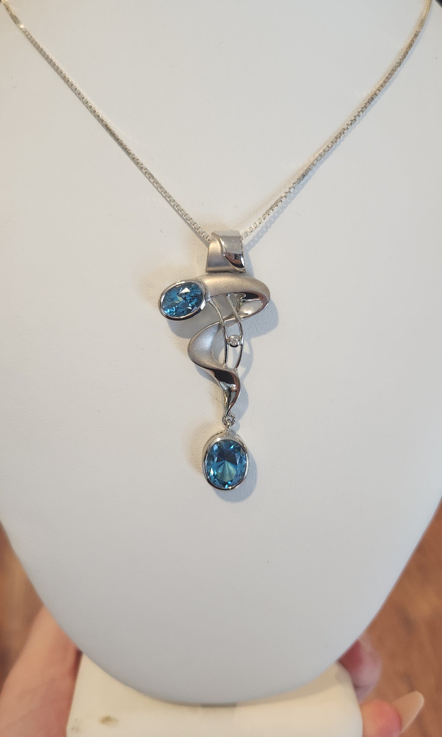 Sterling silver blue topaz statement pendant