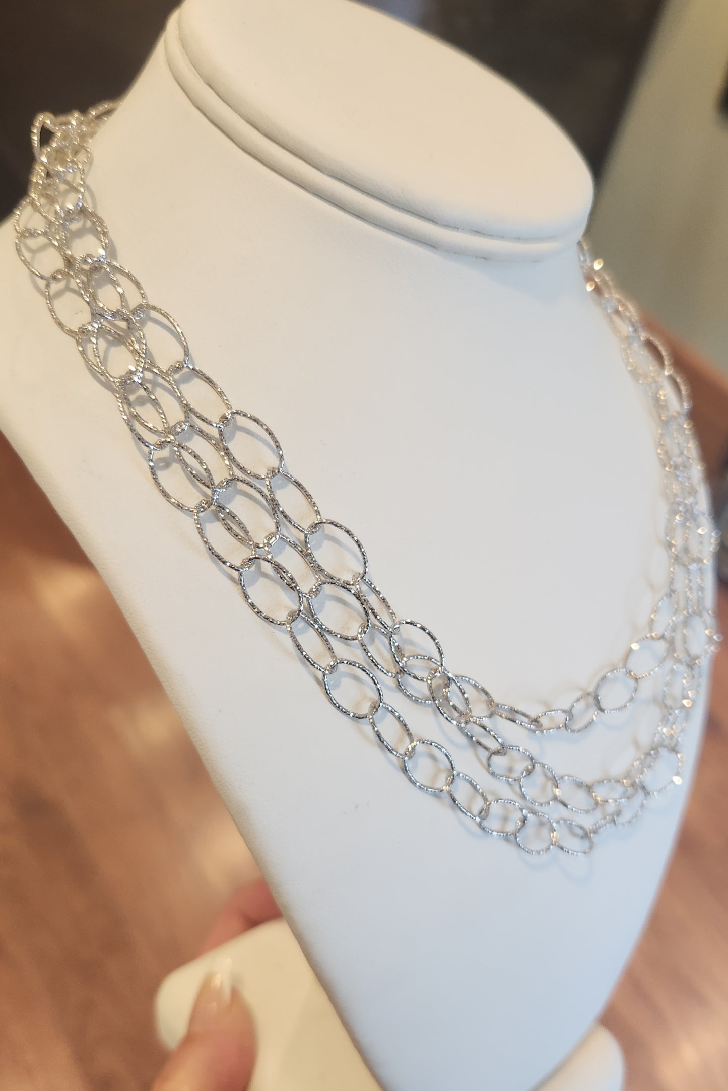 Sterling silver multi-chain necklace