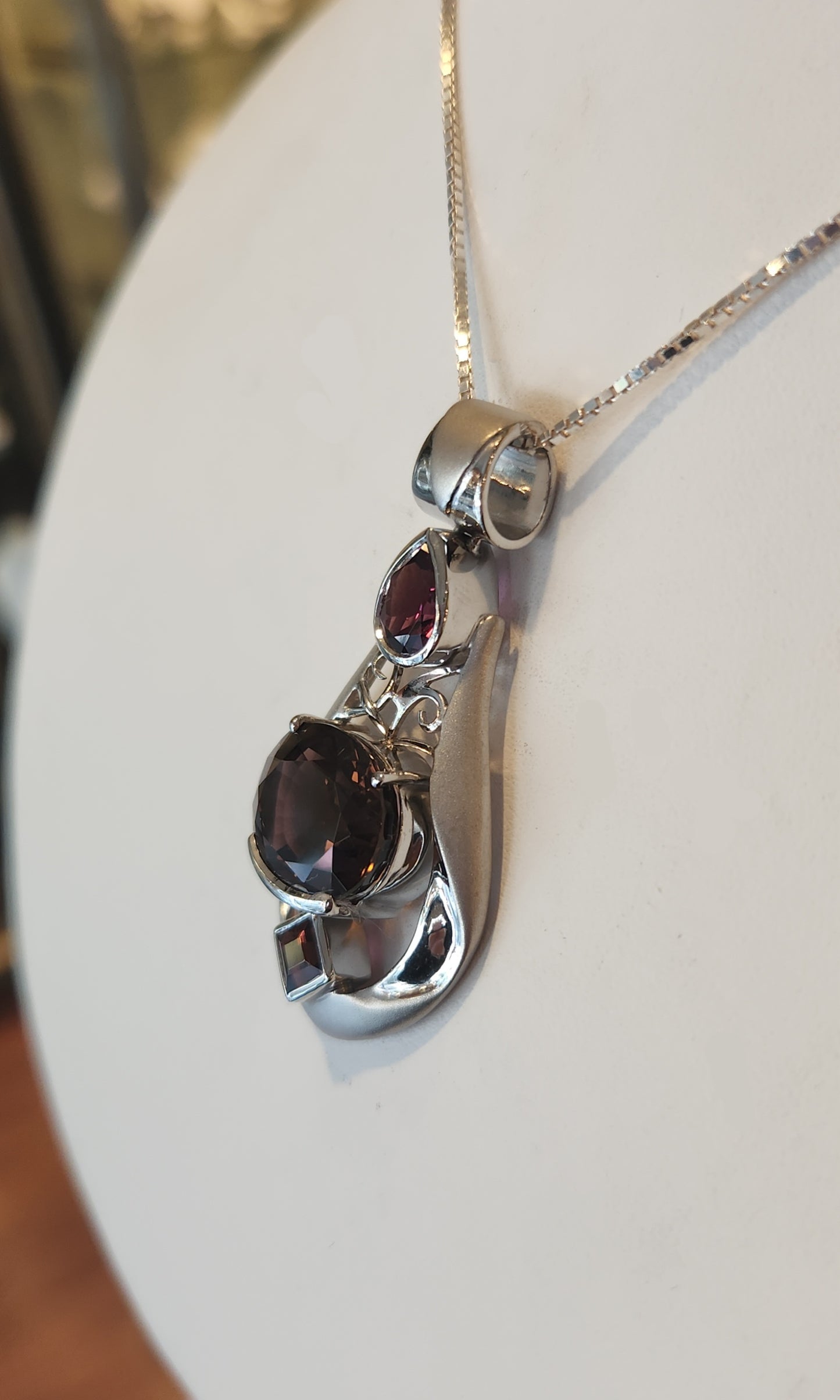 Sterling silver tourmaline statement pendant