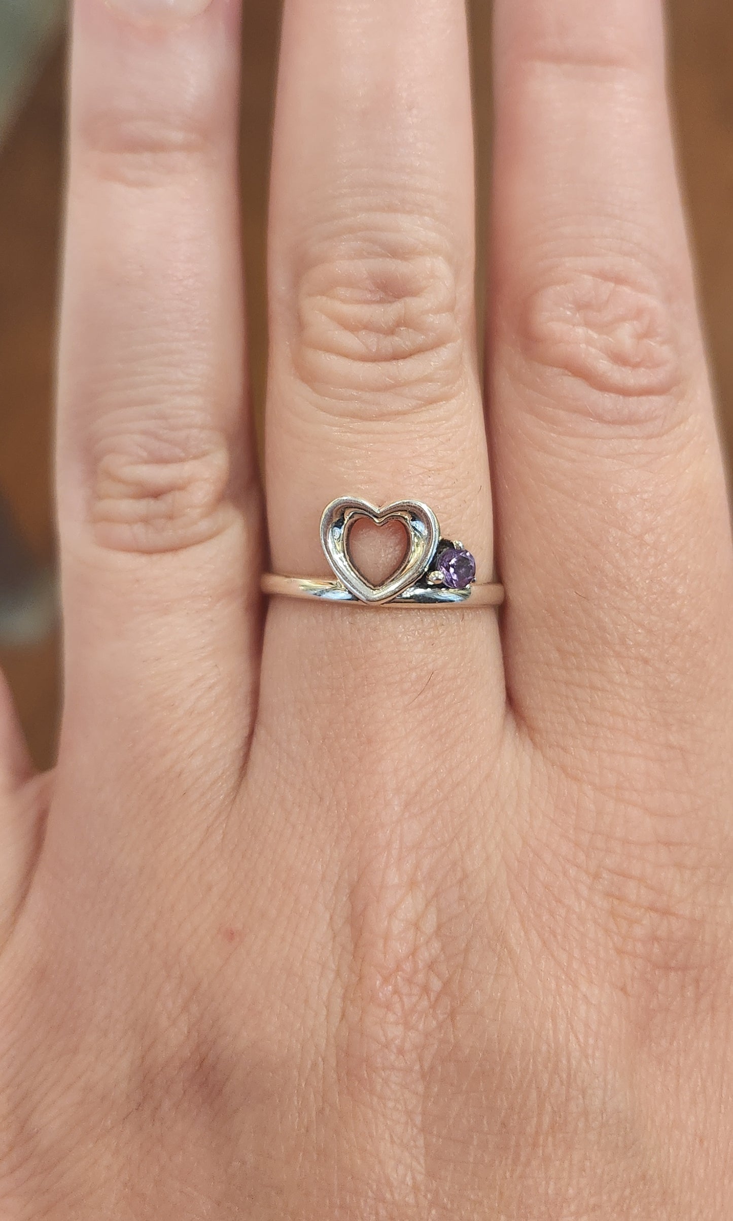 Sterling silver amethyst heart ring