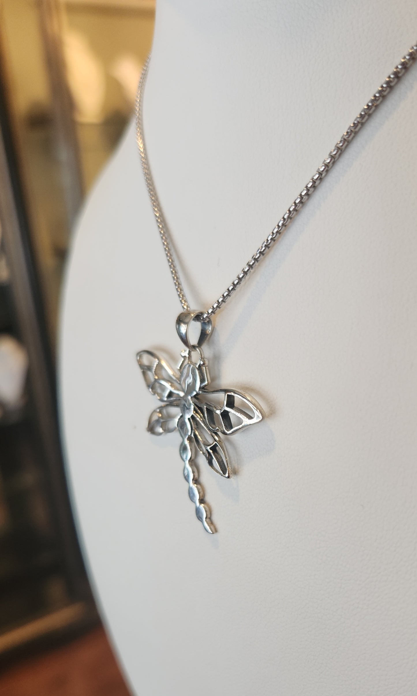 Sterling silver large dragonfly pendant