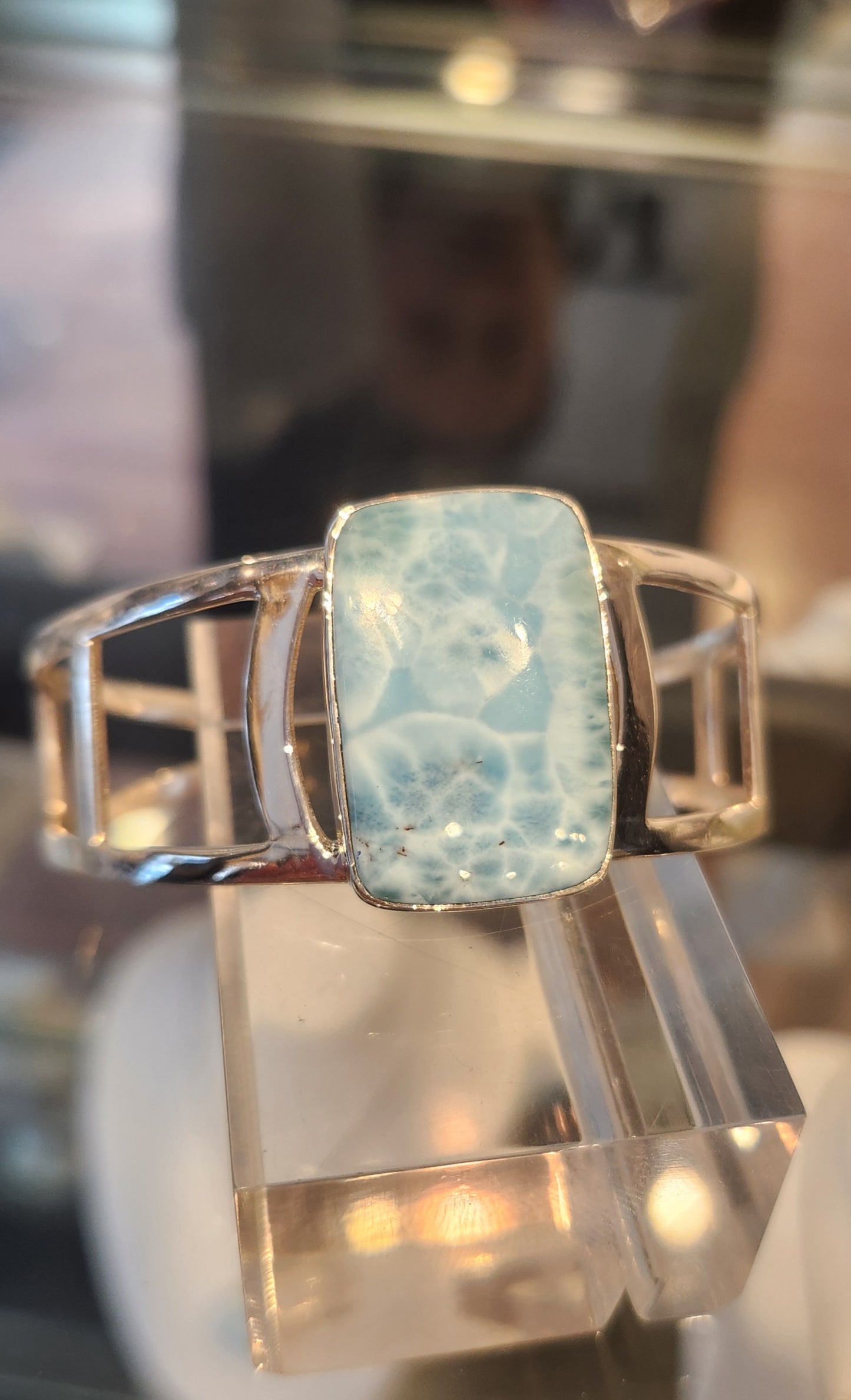 Sterling silver larimar cuff bracelet