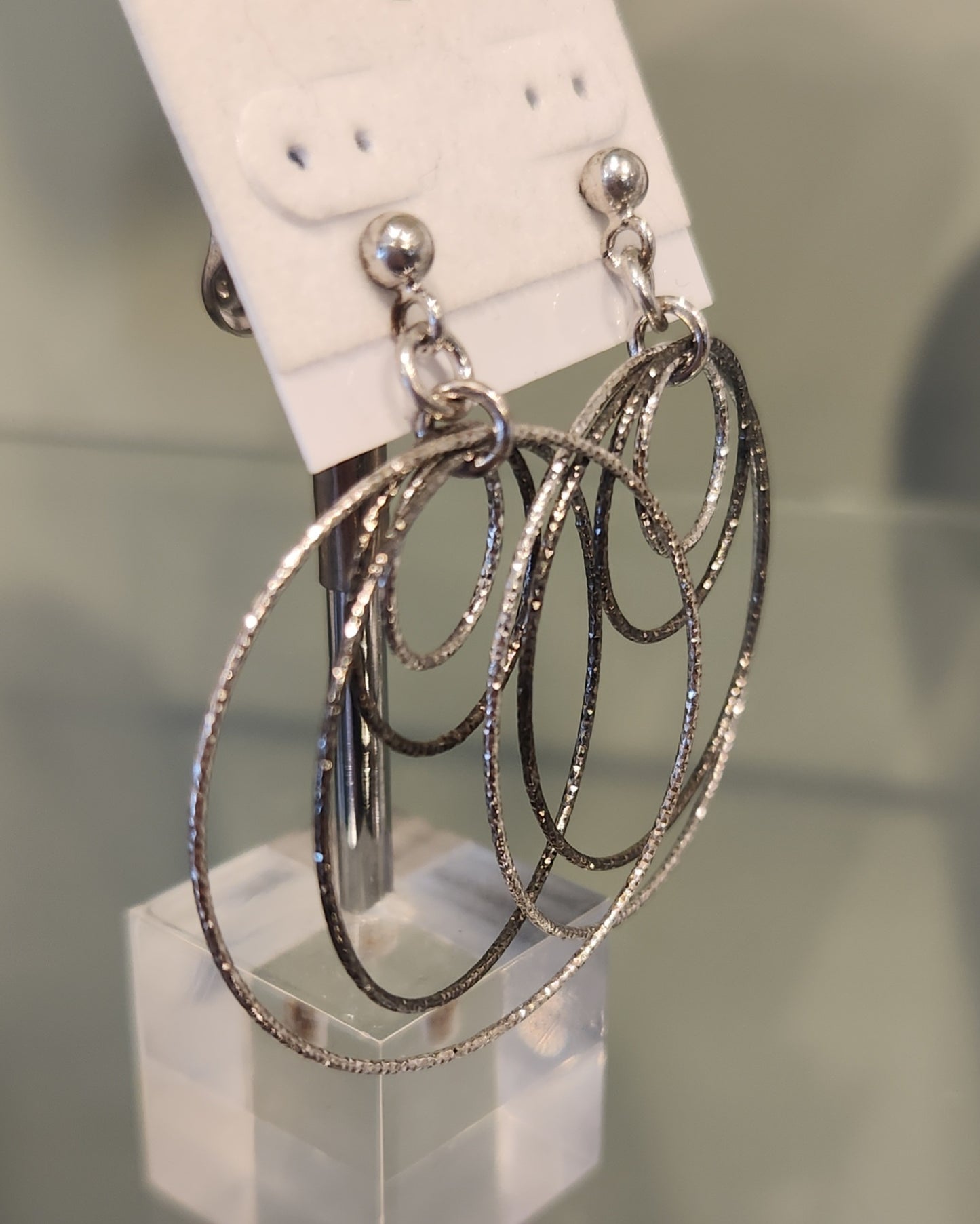 Sterling silver two-toned hoops dangle earrings