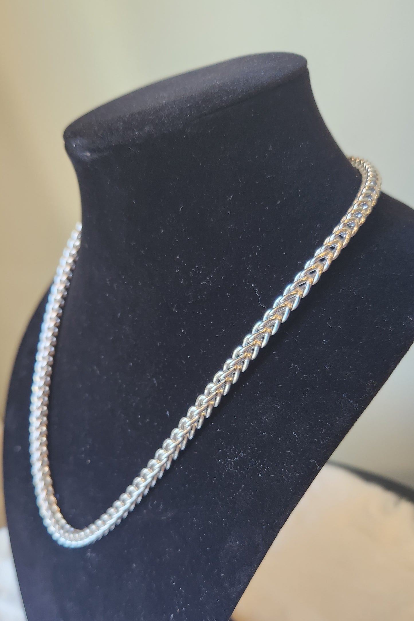 Sterling silver 7mm 22" square wheat chain