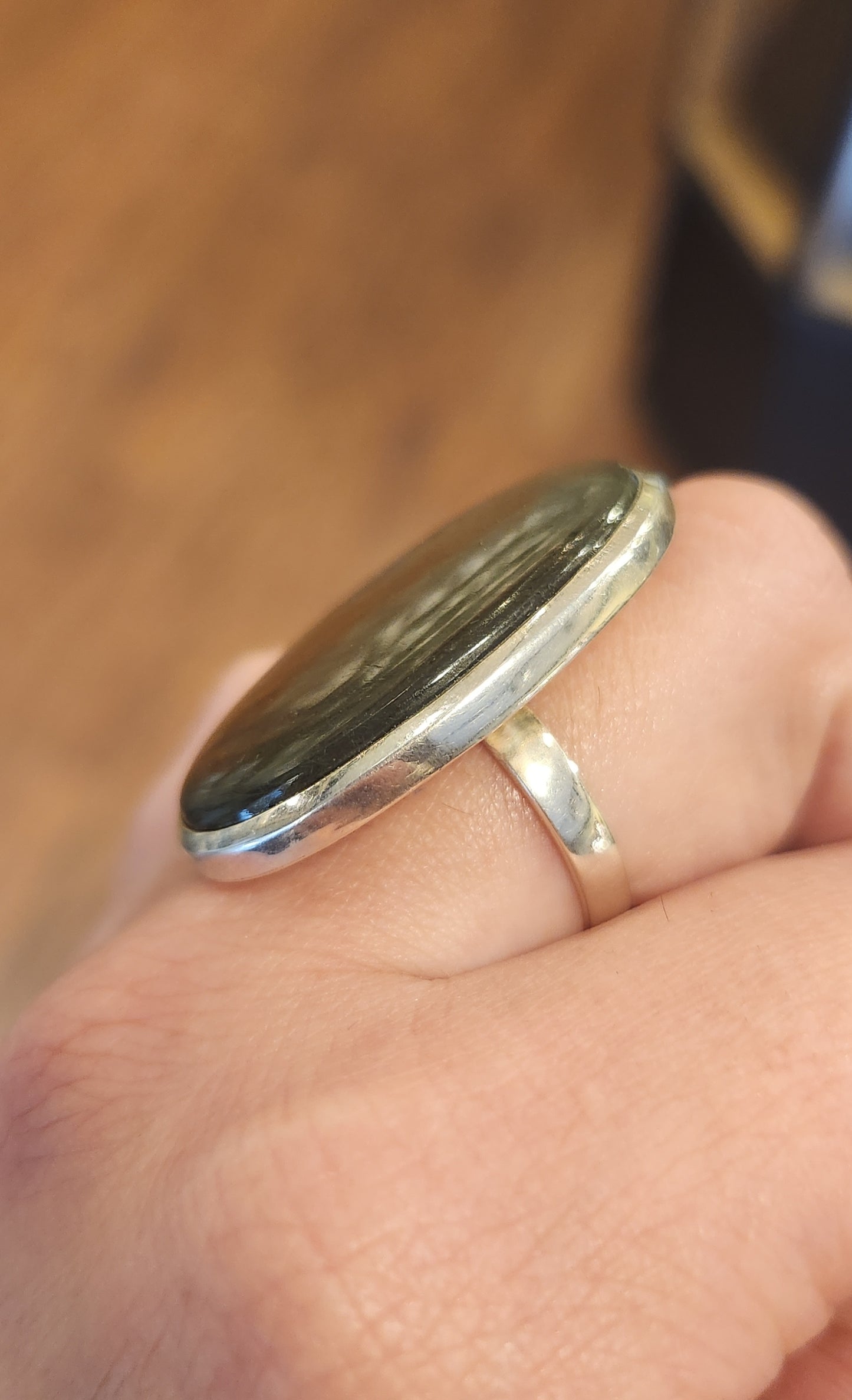 Sterling silver labradorite statement ring