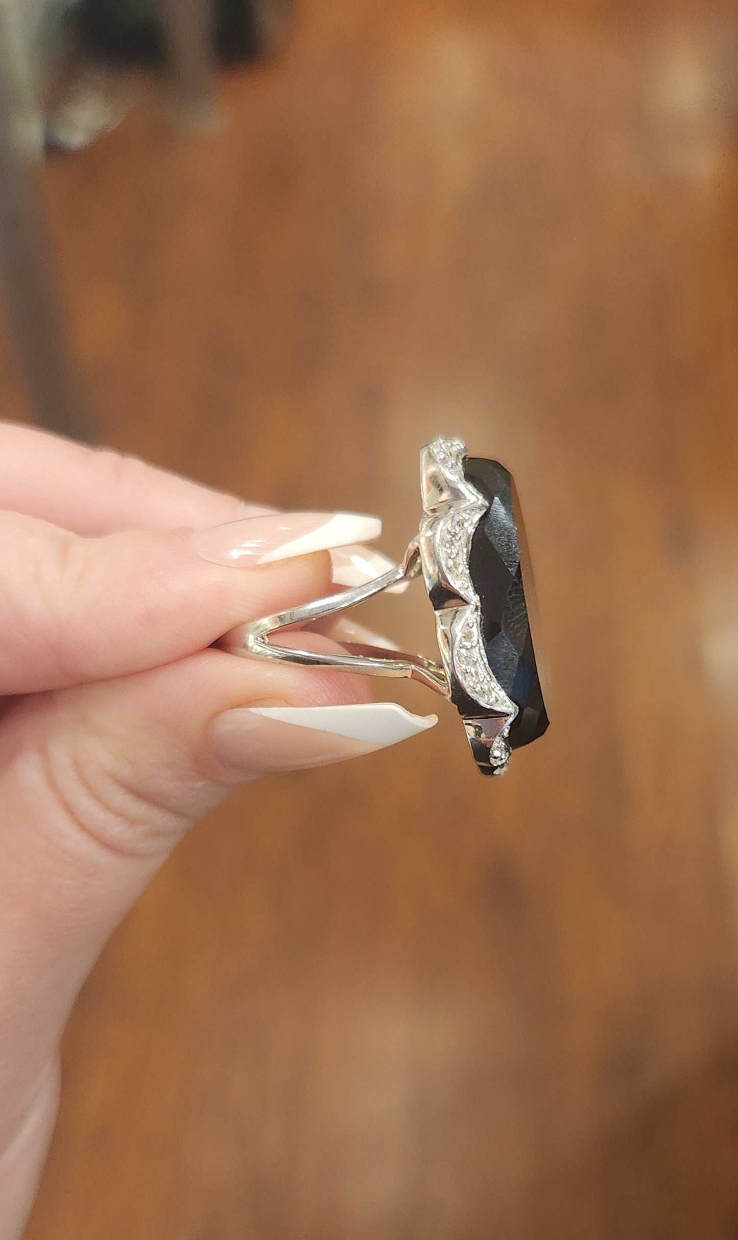 Sterling silver smokey quartz statement ring