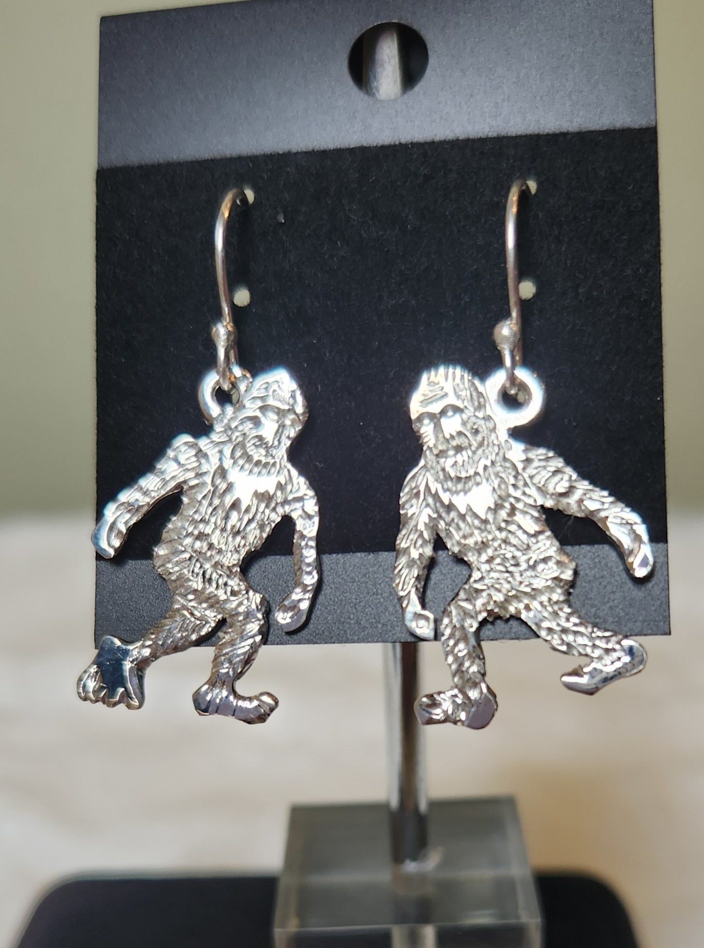 Sterling silver handmade Bigfoot earrings